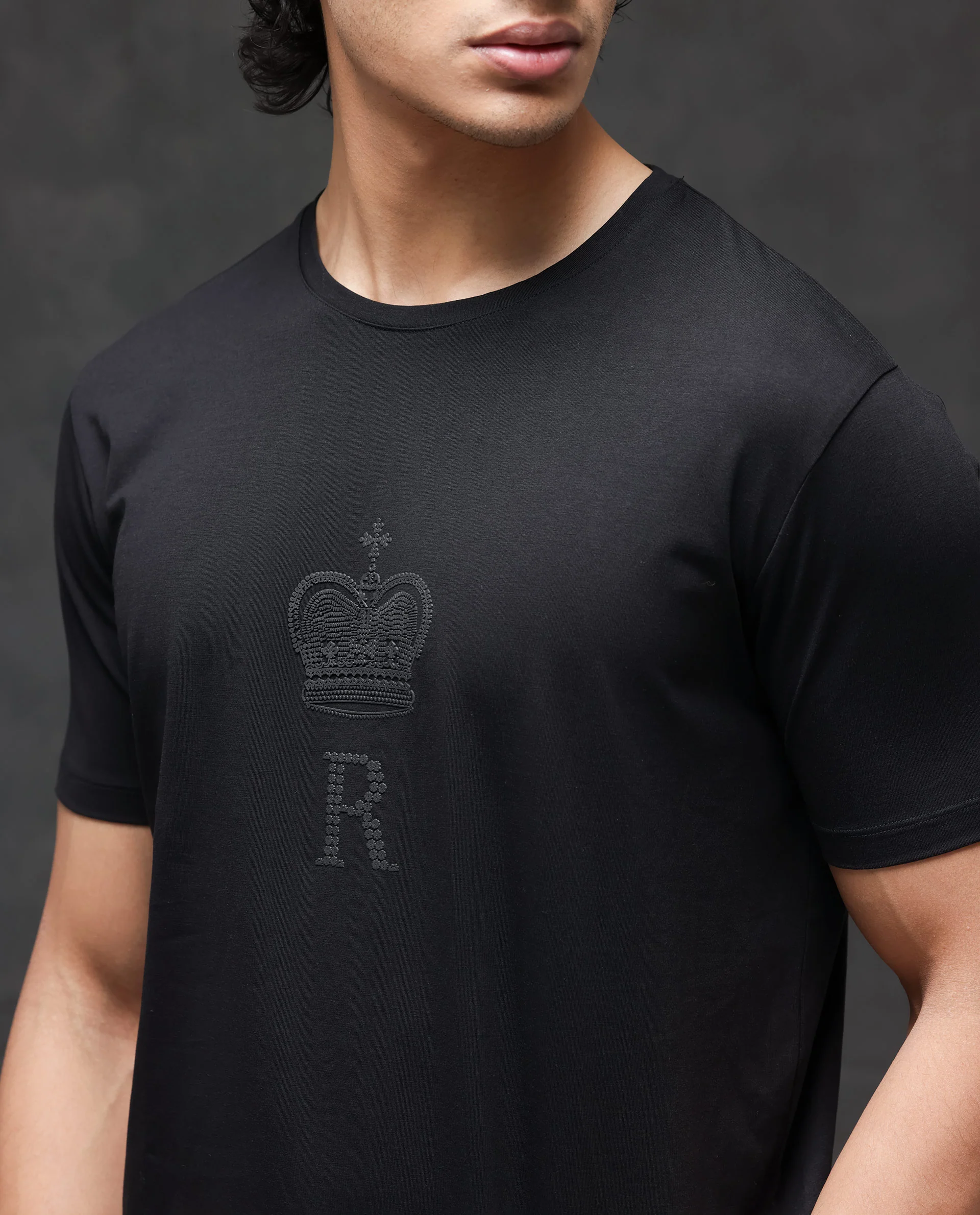 Rare Rabbit Men's Guild Casual Maisel Black Cotton Graphic Print Regular Fit Half Sleeve Crew Neck T-Shirt - Image 4