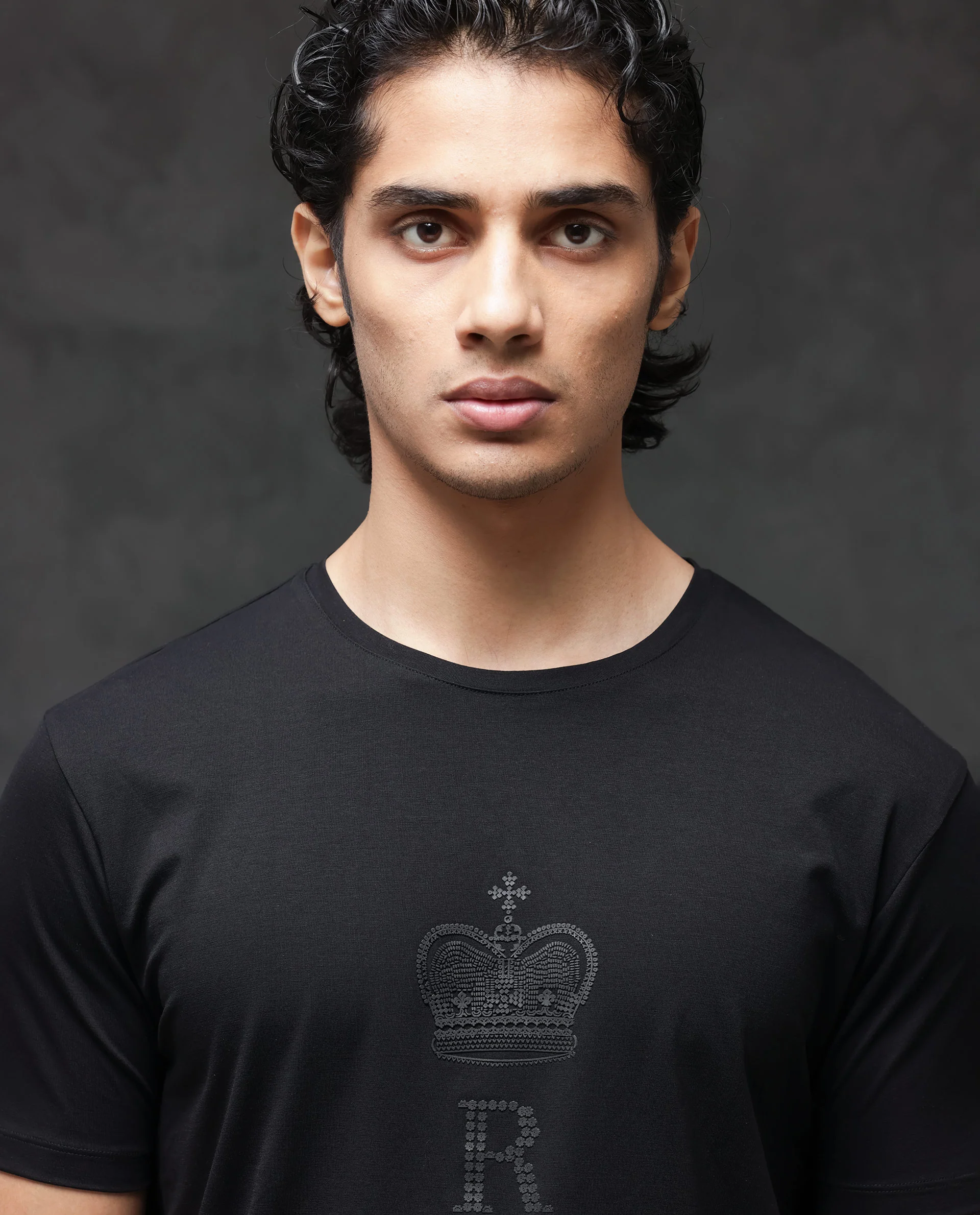 Rare Rabbit Men's Guild Casual Maisel Black Cotton Graphic Print Regular Fit Half Sleeve Crew Neck T-Shirt - Image 5