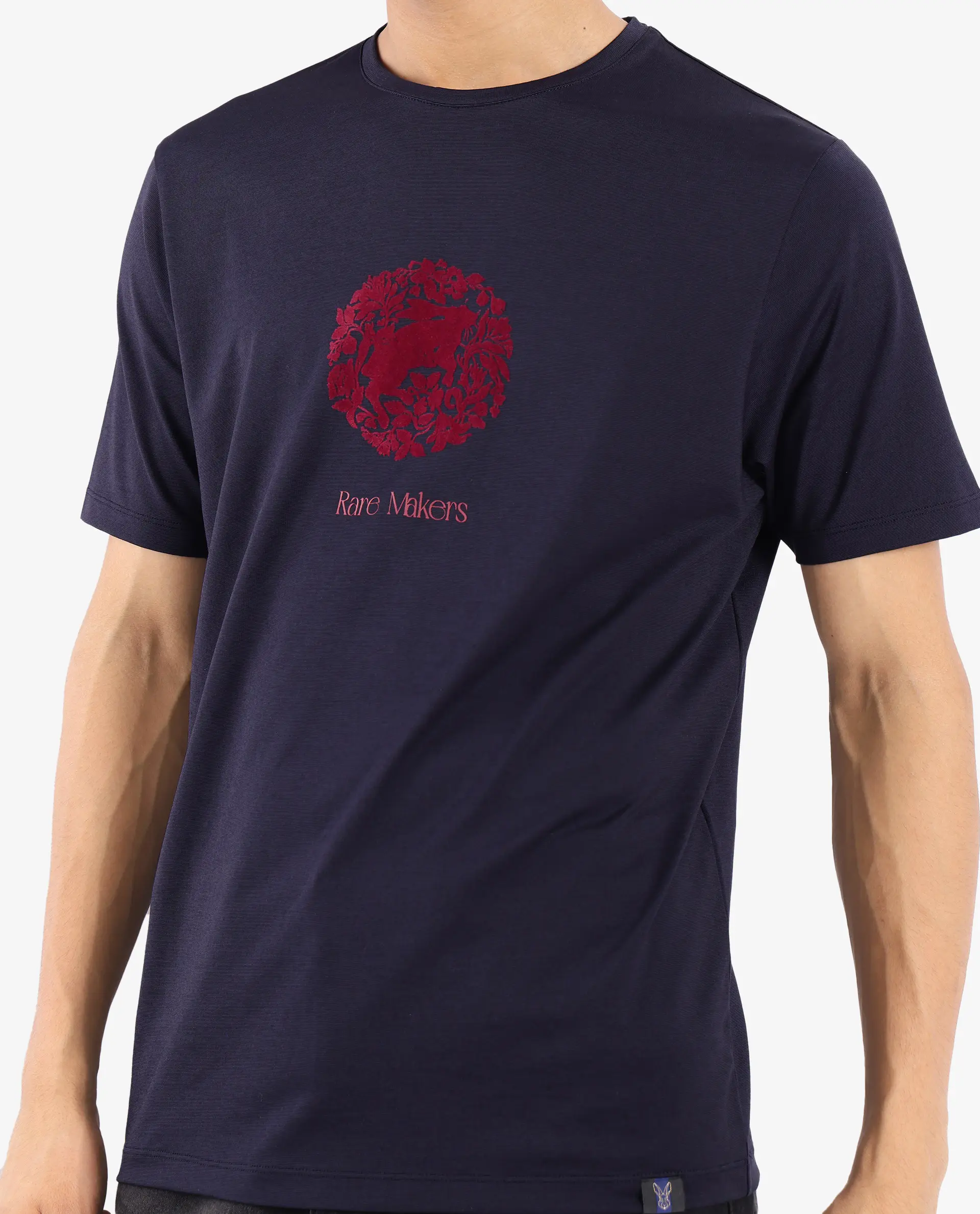 Rare Rabbit Men's Make Navy Cotton Graphic Print Regular Fit Half Sleeve Crew Neck T-Shirt - Image 3