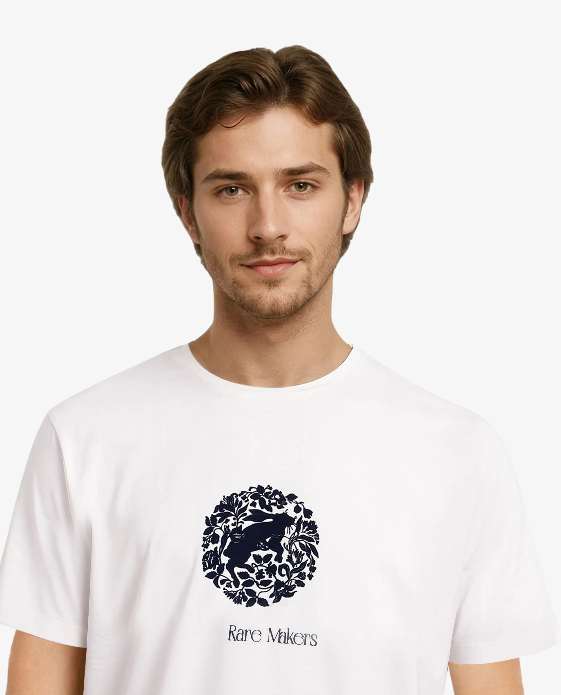 Rare Rabbit Men's Make Off White Cotton Graphic Print Regular Fit Half Sleeve Crew Neck T-Shirt - Image 3