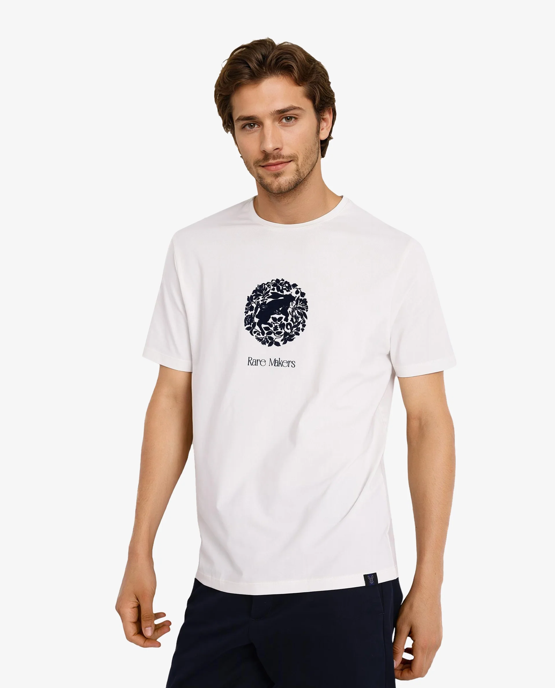 Rare Rabbit Men's Make Off White Cotton Graphic Print Regular Fit Half Sleeve Crew Neck T-Shirt - Image 5