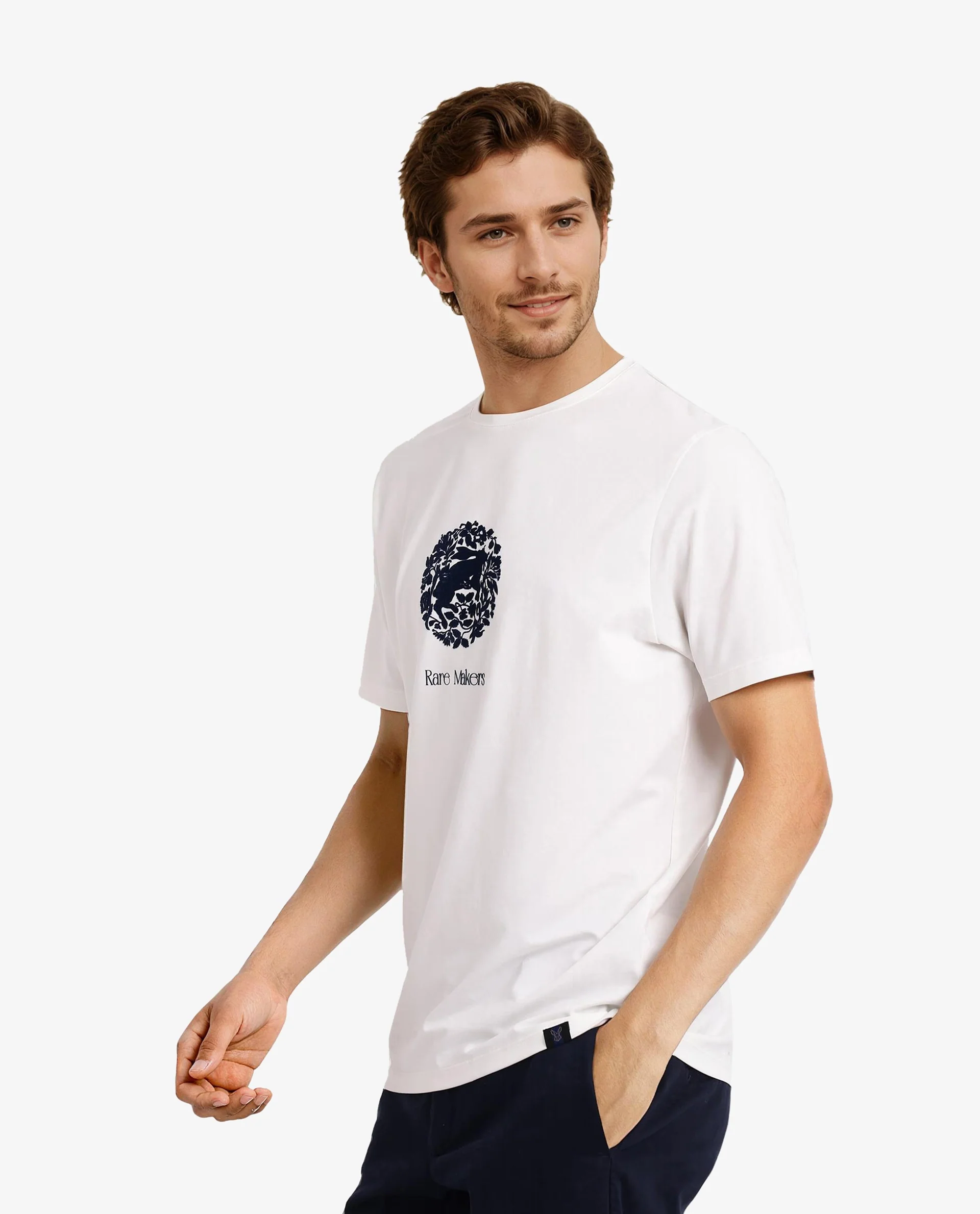Rare Rabbit Men's Make Off White Cotton Graphic Print Regular Fit Half Sleeve Crew Neck T-Shirt - Image 7