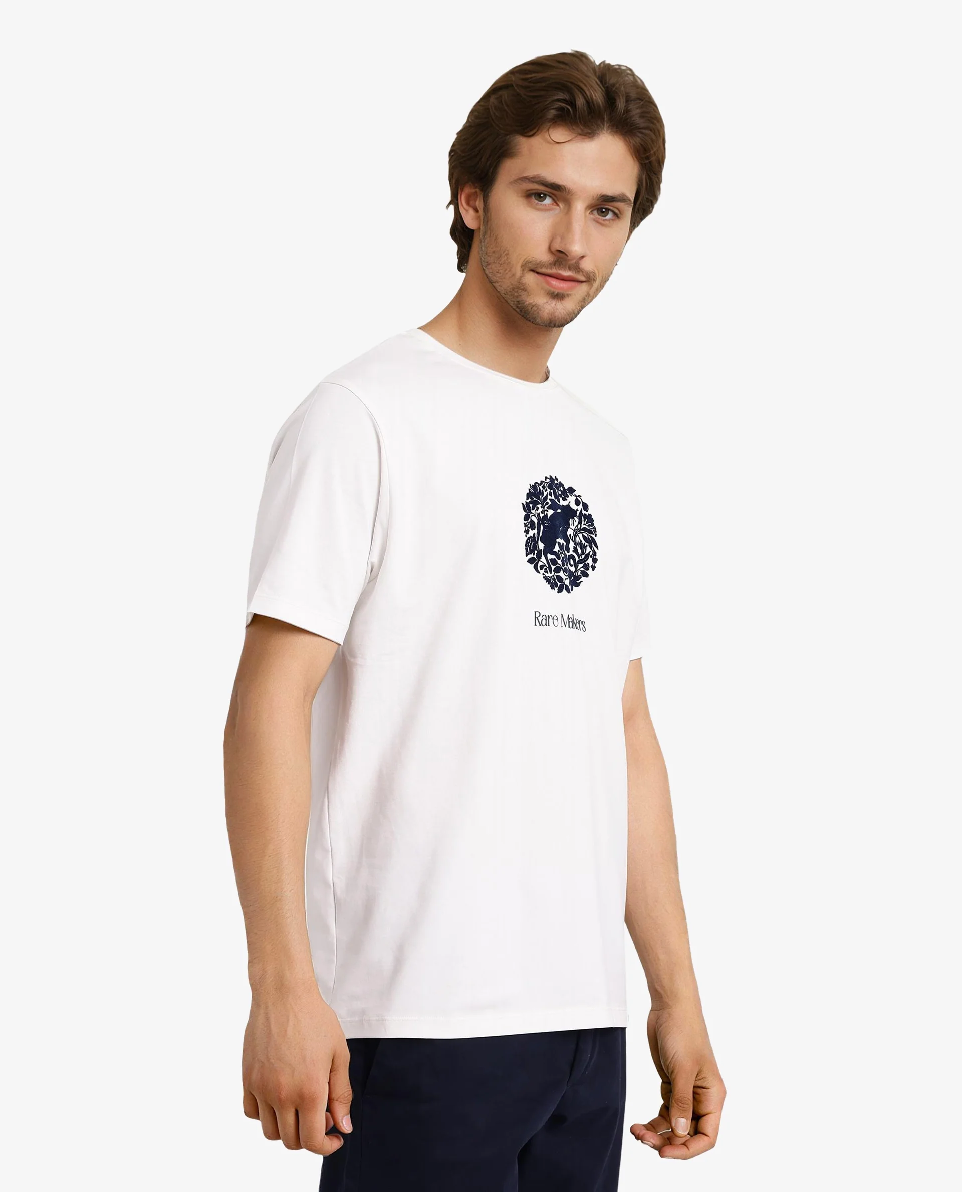 Rare Rabbit Men's Make Off White Cotton Graphic Print Regular Fit Half Sleeve Crew Neck T-Shirt - Image 8