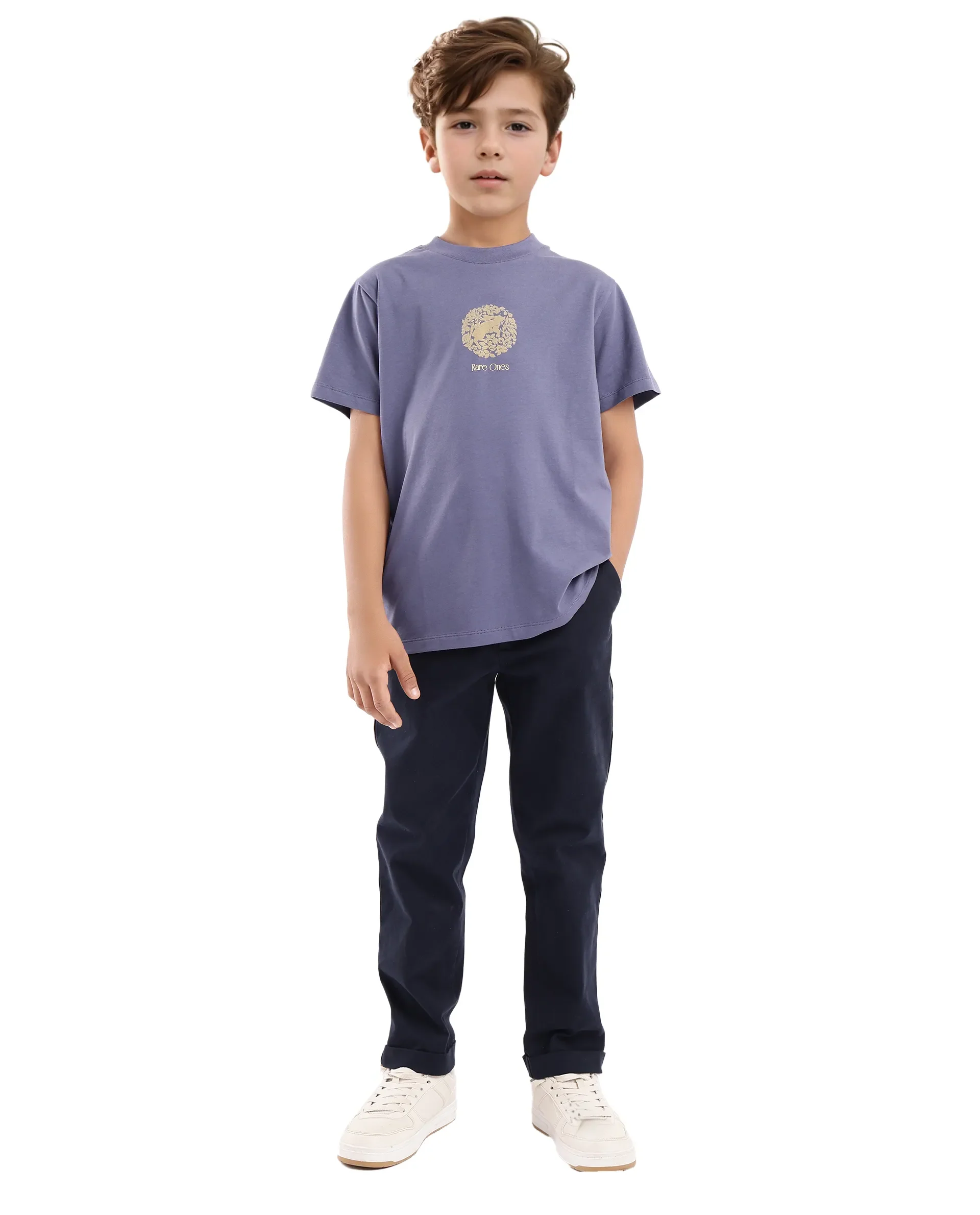 Rare Ones Kids Makes Purple Cotton Half Sleeves Crew Neck Embroidered T-Shirt - Image 2