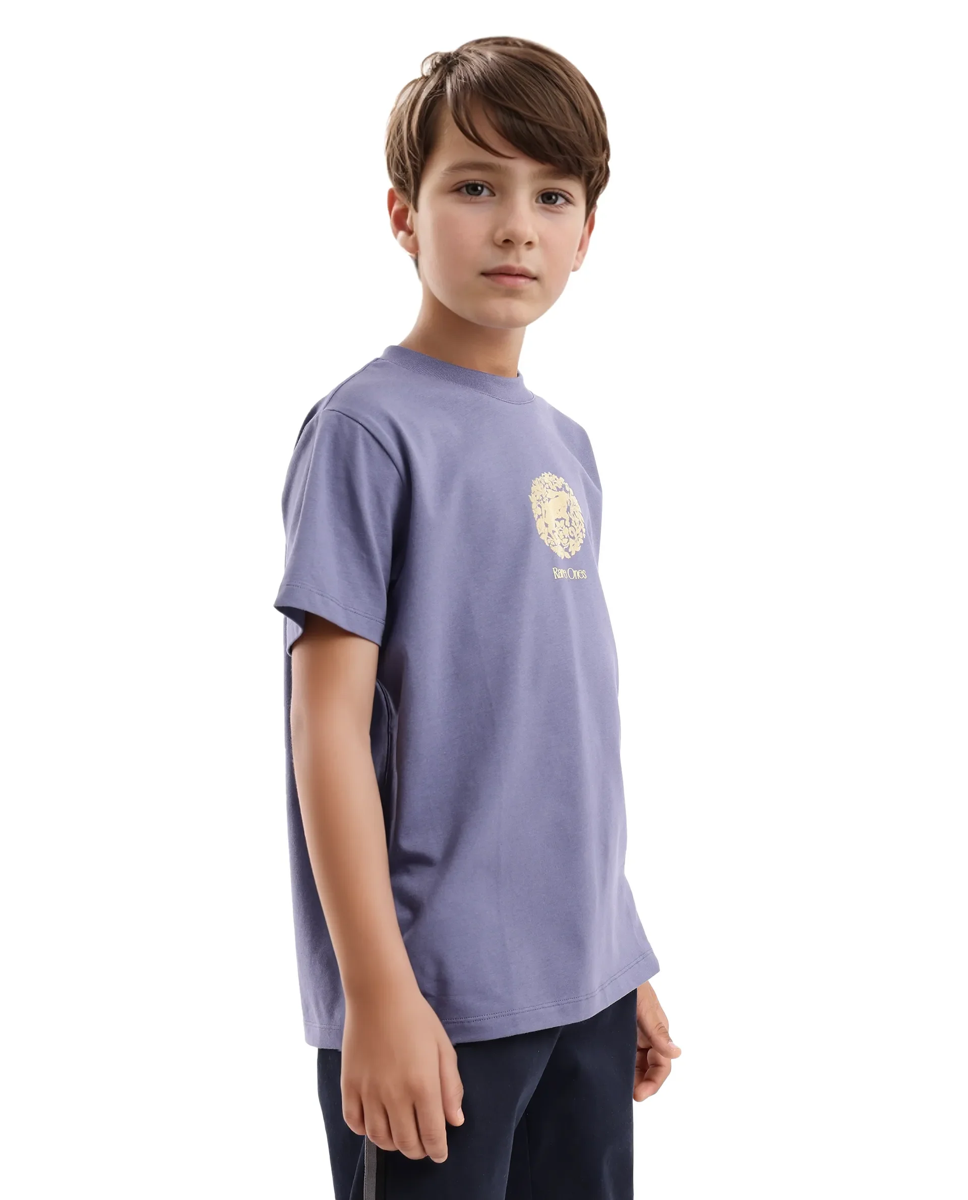 Rare Ones Kids Makes Purple Cotton Half Sleeves Crew Neck Embroidered T-Shirt - Image 4