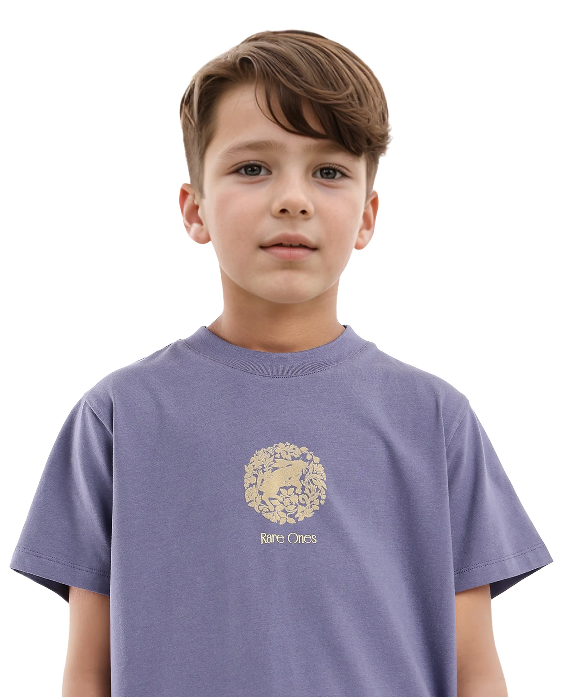 Rare Ones Kids Makes Purple Cotton Half Sleeves Crew Neck Embroidered T-Shirt - Image 6