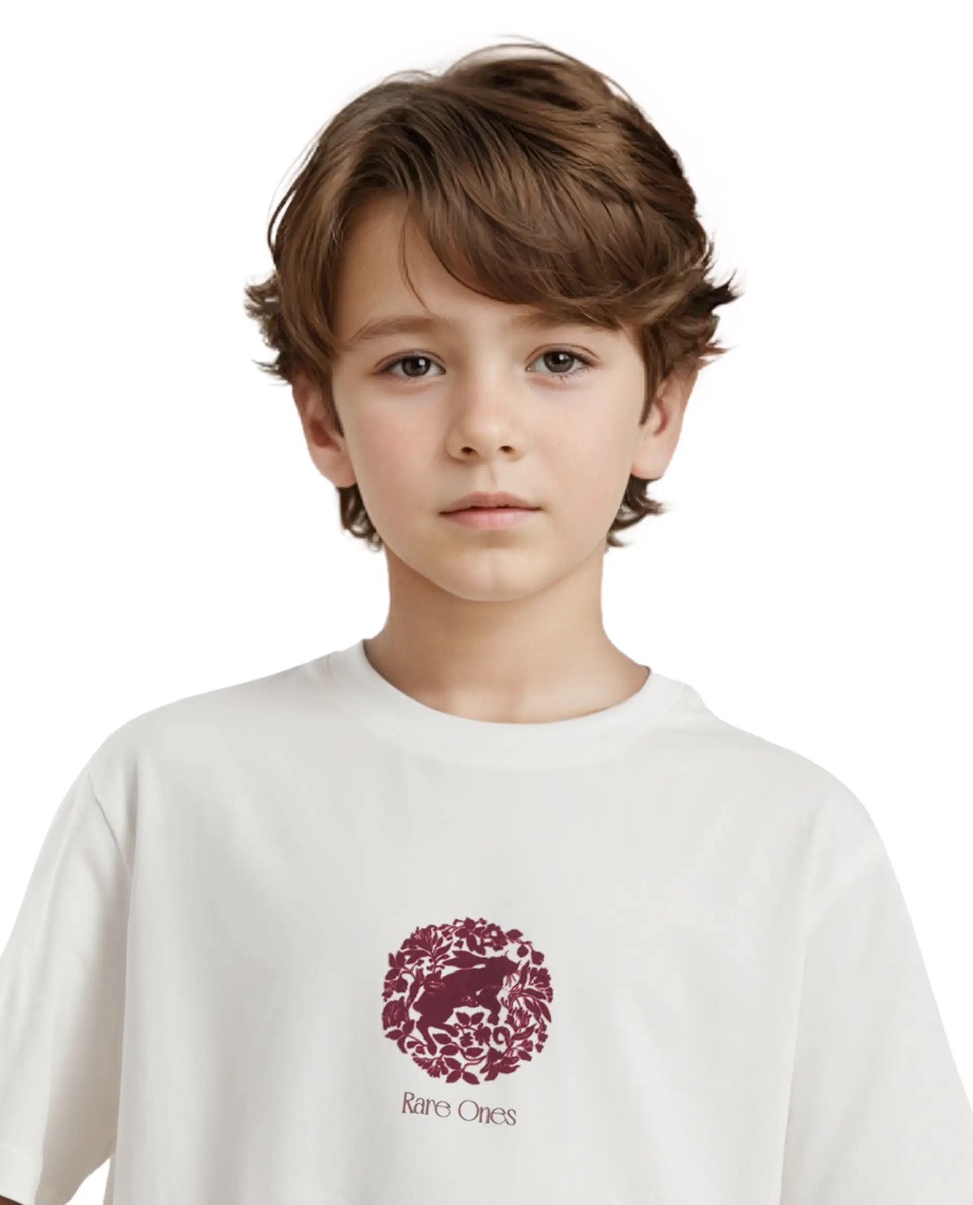Rare Ones Kids Makes White Cotton Half Sleeves Crew Neck Embroidered T-Shirt - Image 6