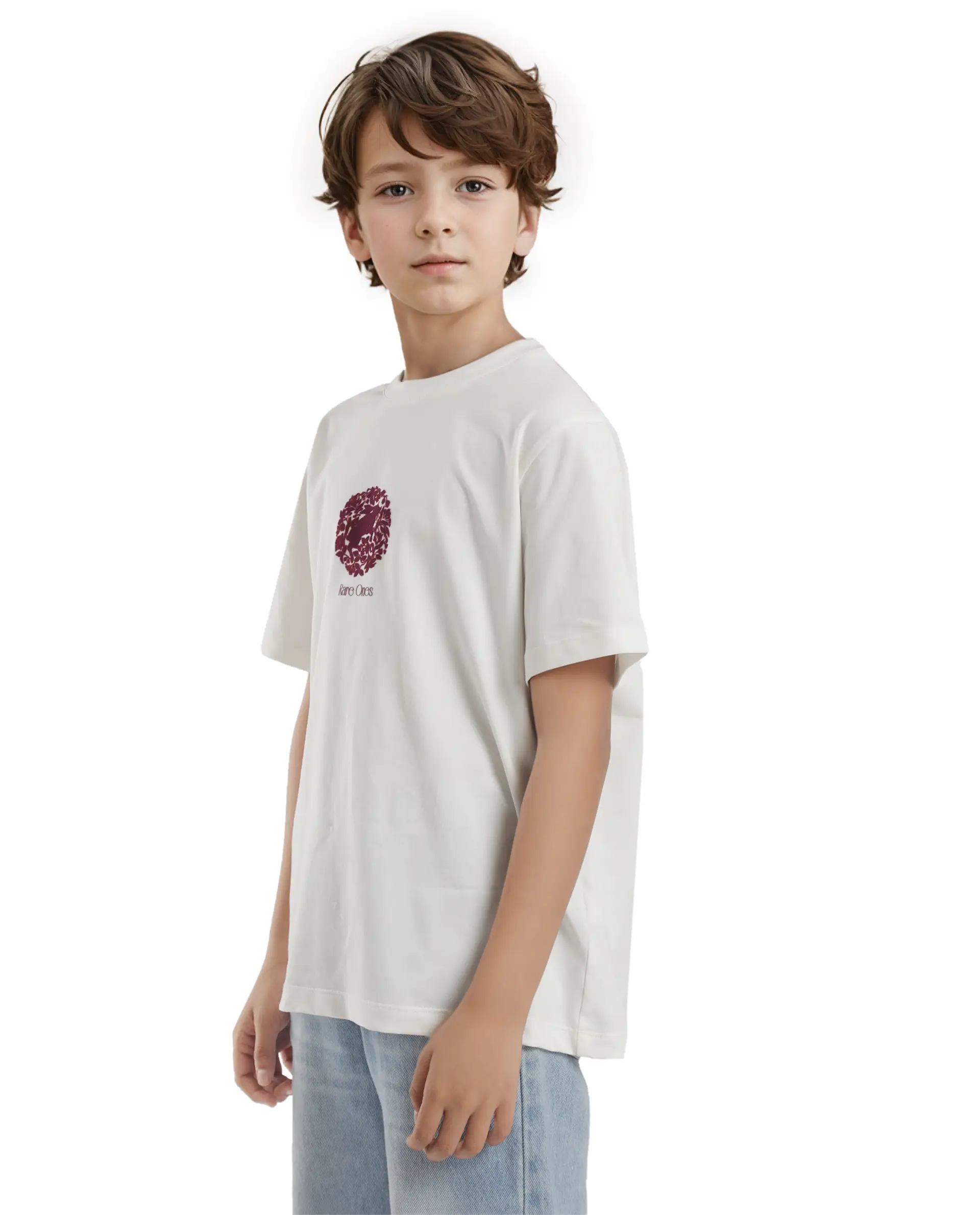 Rare Ones Kids Makes White Cotton Half Sleeves Crew Neck Embroidered T-Shirt - Image 7