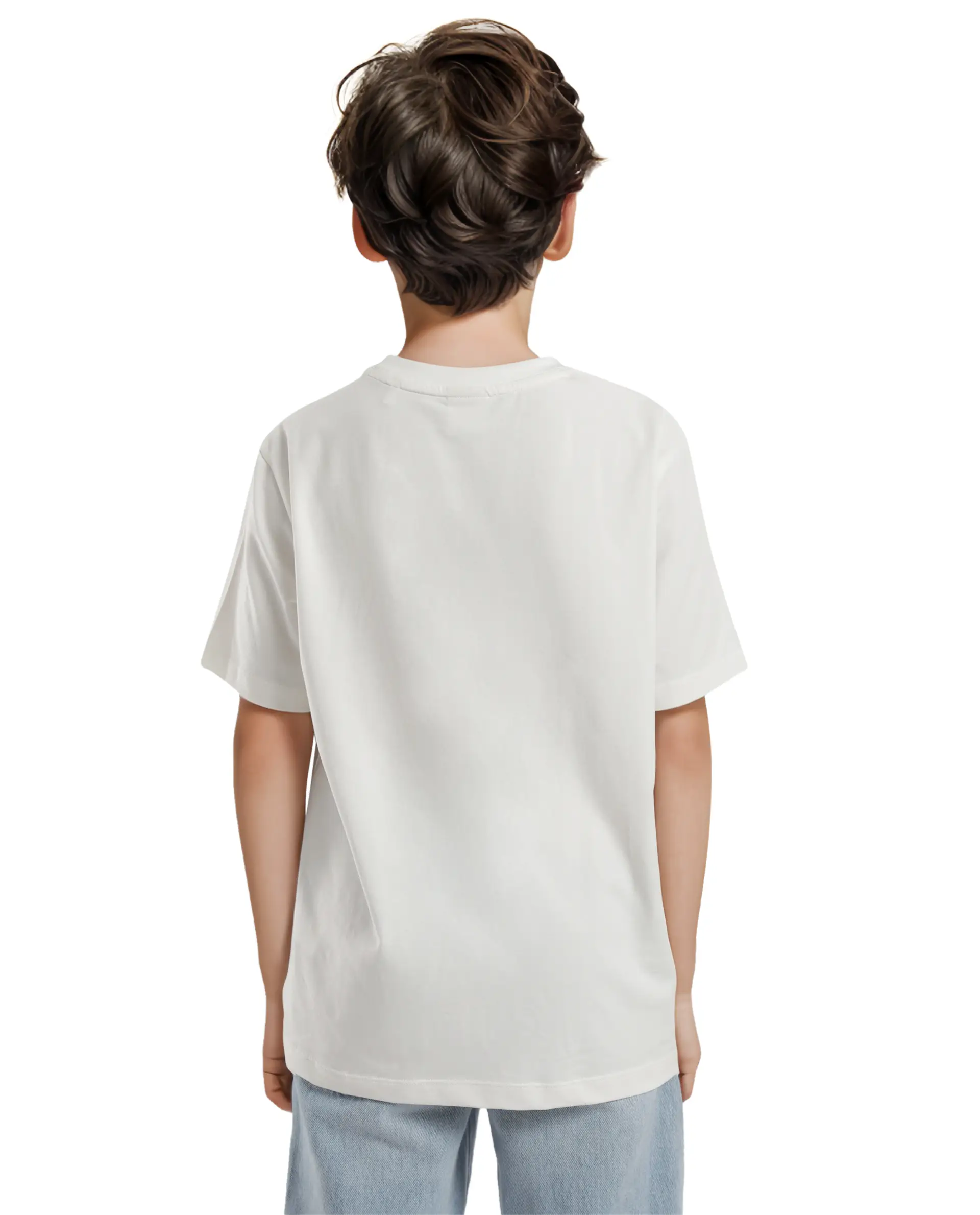 Rare Ones Kids Makes White Cotton Half Sleeves Crew Neck Embroidered T-Shirt - Image 9