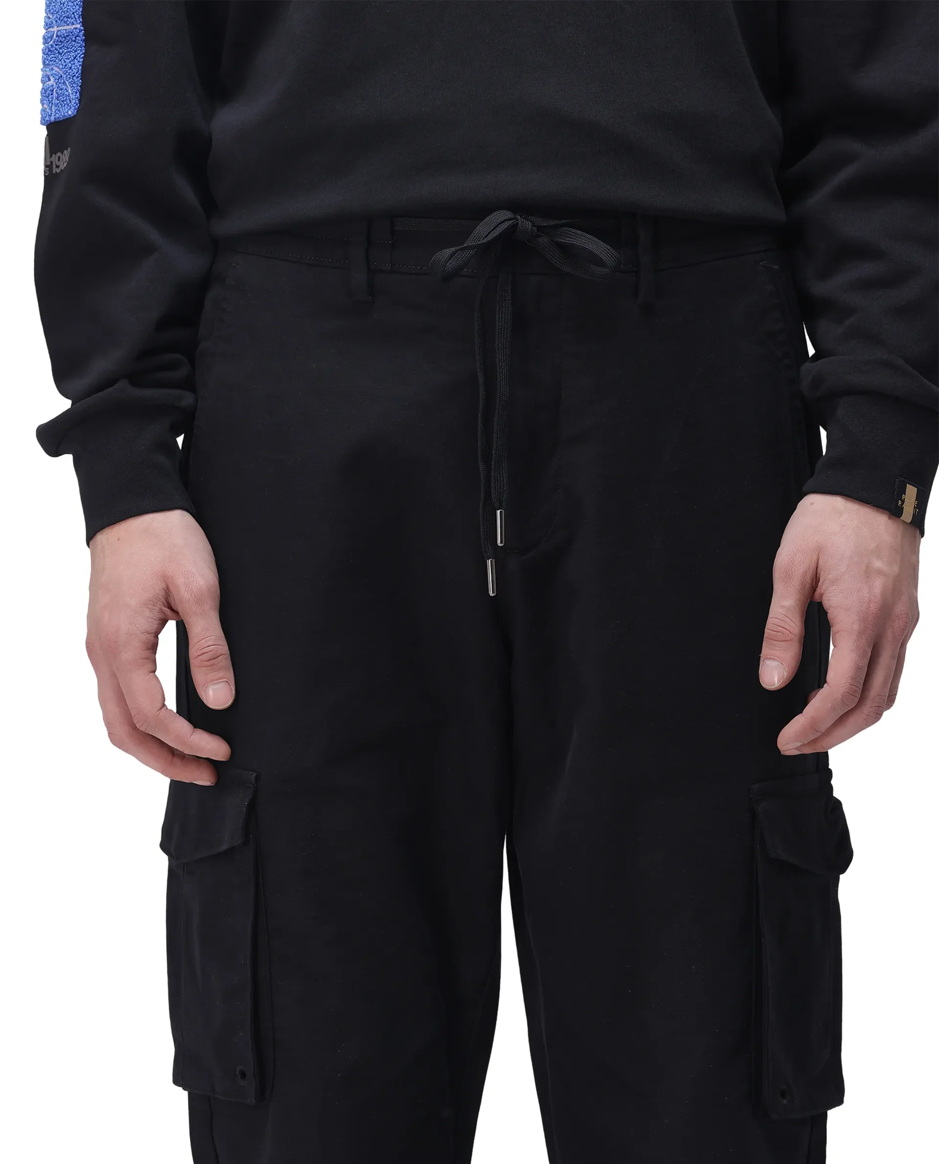 Rare Rabbit Men's Maks Black Cotton Plain Regular Fit Trouser - Image 3