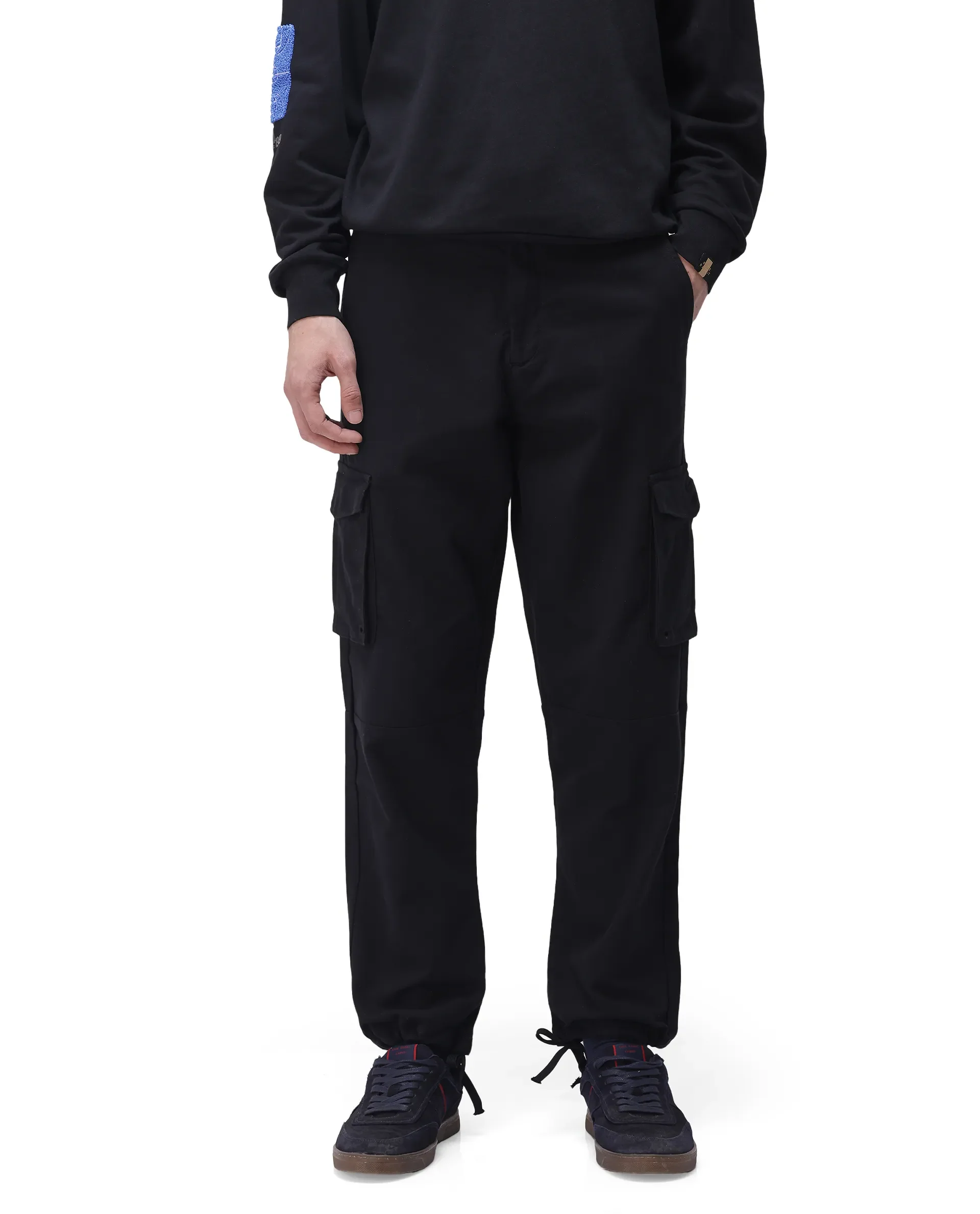 Rare Rabbit Men's Maks Black Cotton Plain Regular Fit Trouser - Image 5