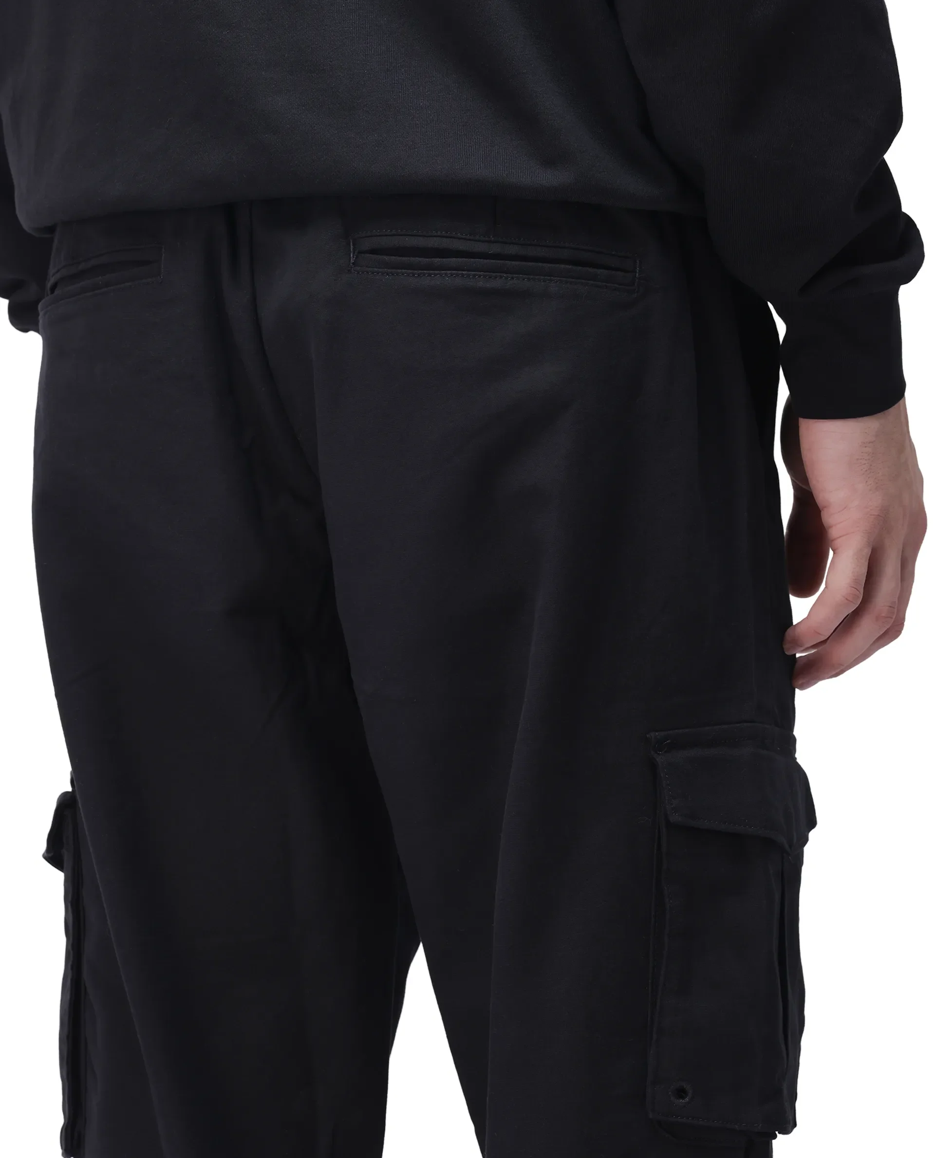 Rare Rabbit Men's Maks Black Cotton Plain Regular Fit Trouser - Image 8