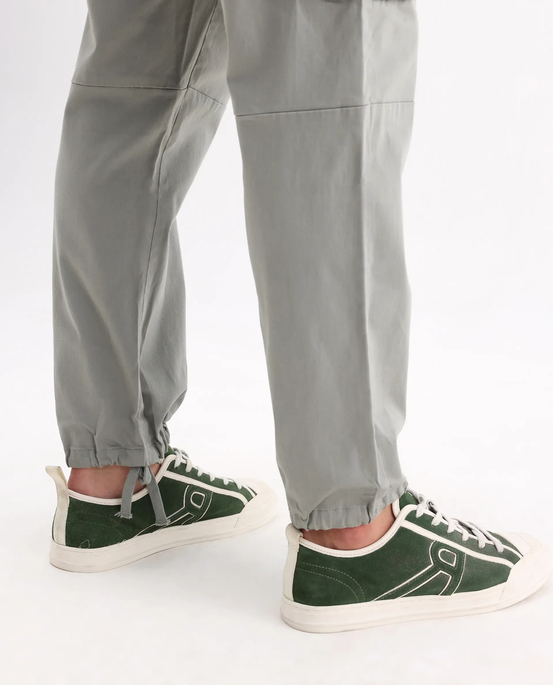 Rare Rabbit Men's Maks Dusky Olive Cotton Plain Regular Fit Trouser - Image 8