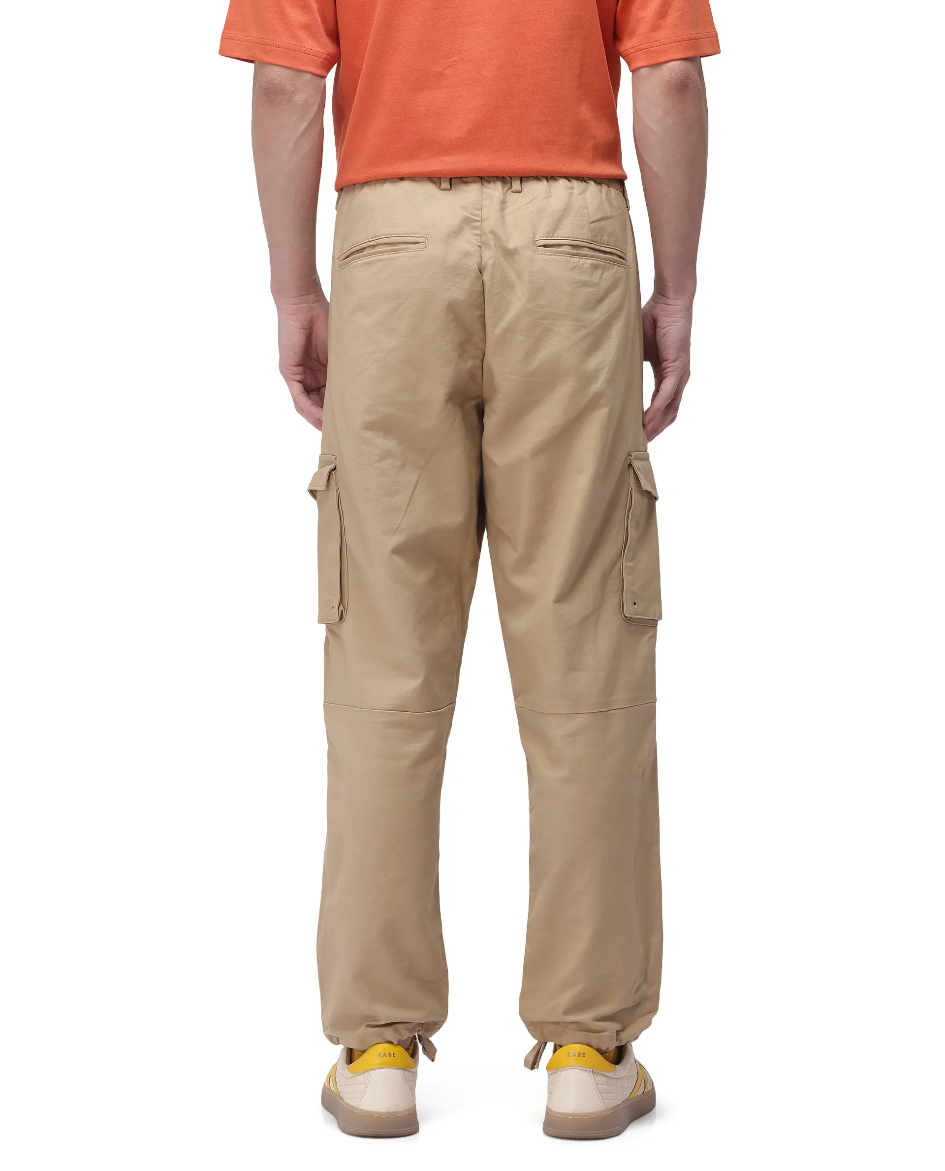 Rare Rabbit Men's Maks Khaki Cotton Plain Regular Fit Trouser - Image 9