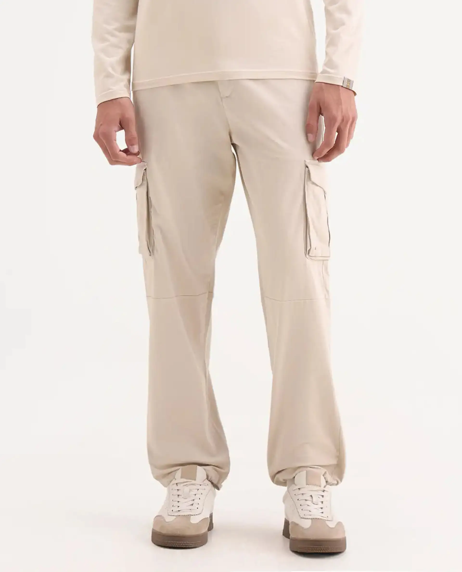 Rare Rabbit Men's Maks Off White Cotton Plain Regular Fit Trouser - Image 10
