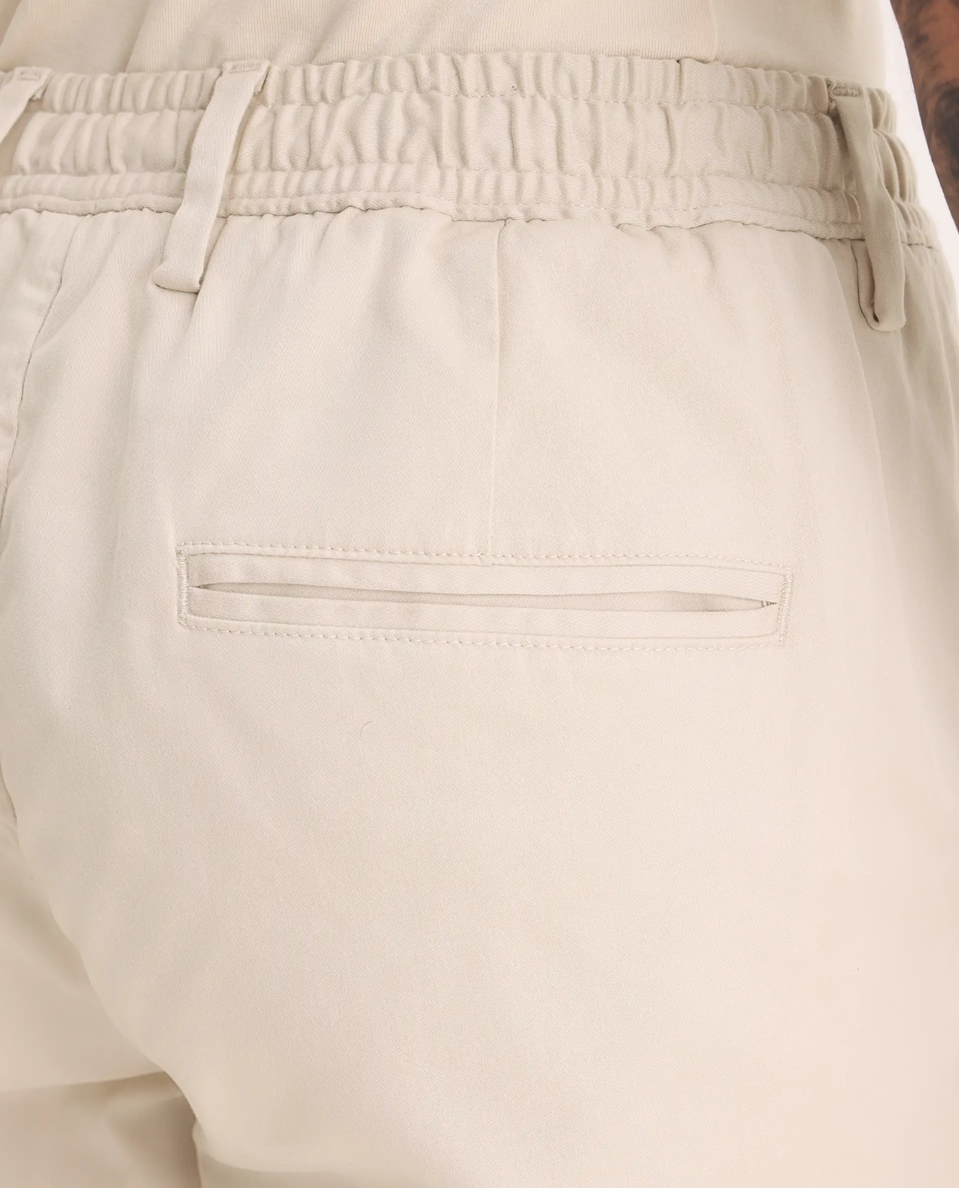 Rare Rabbit Men's Maks Off White Cotton Plain Regular Fit Trouser - Image 8