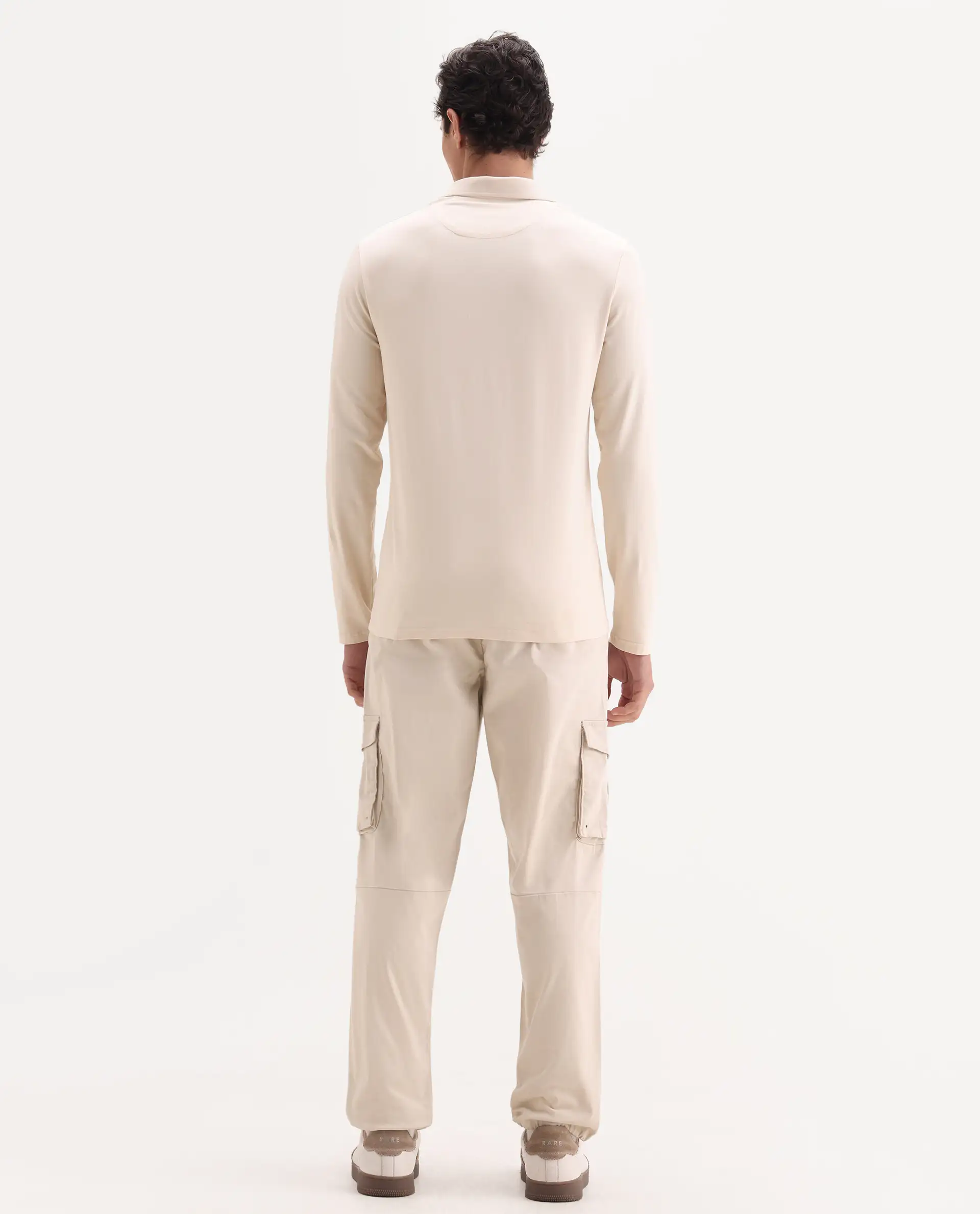 Rare Rabbit Men's Maks Off White Cotton Plain Regular Fit Trouser - Image 9