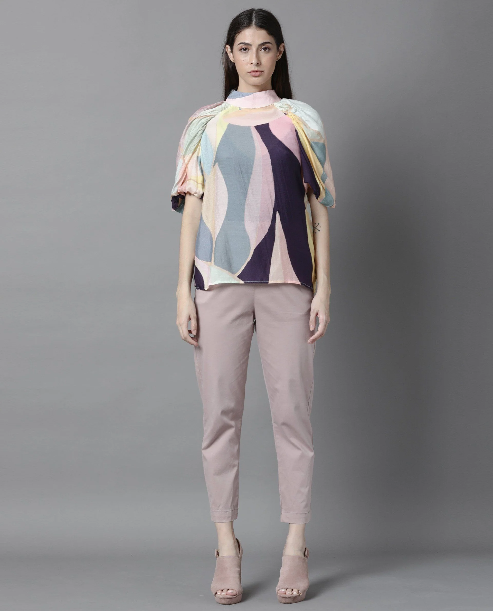 Rareism Women Malcom Peach Top Short Sleeves Printed - Image 3