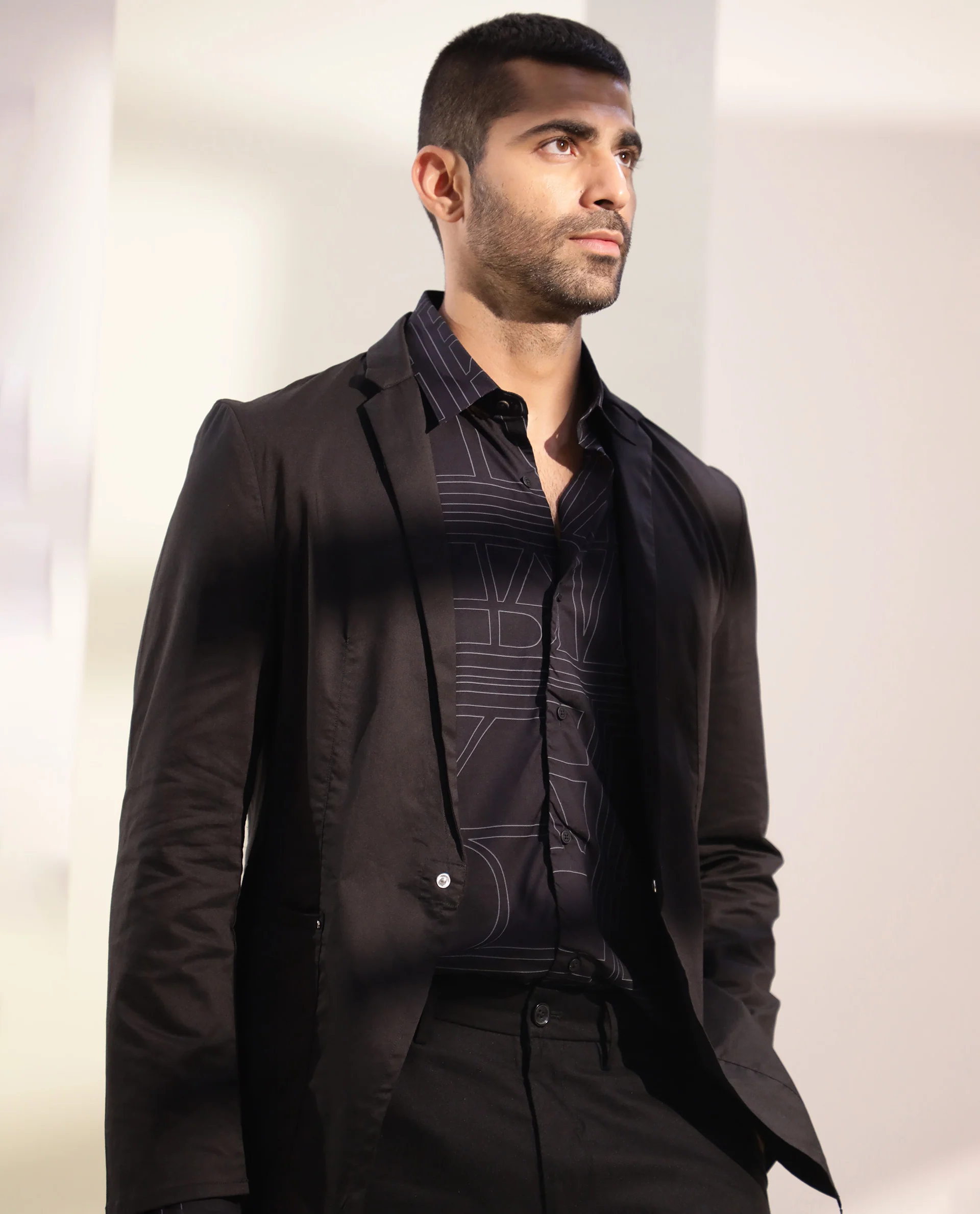 Rare Rabbit Men's Malfor Black Viscose Statement Print Regular Fit Full Sleeve Collared Shirt - Image 4
