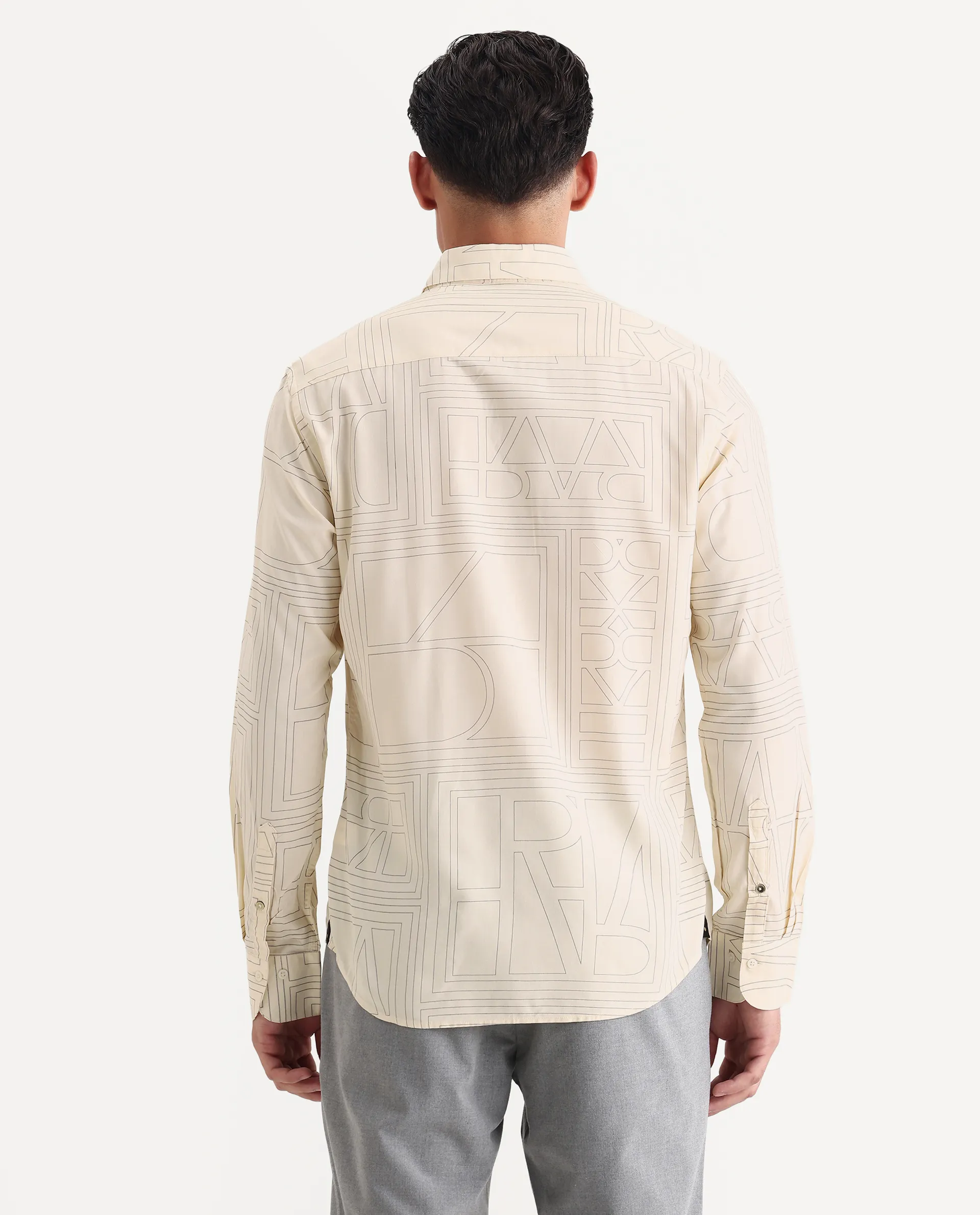 Rare Rabbit Men's Malfor Pastel Yellow Viscose Statement Print Regular Fit Full Sleeve Spread Collar Shirt - Image 7