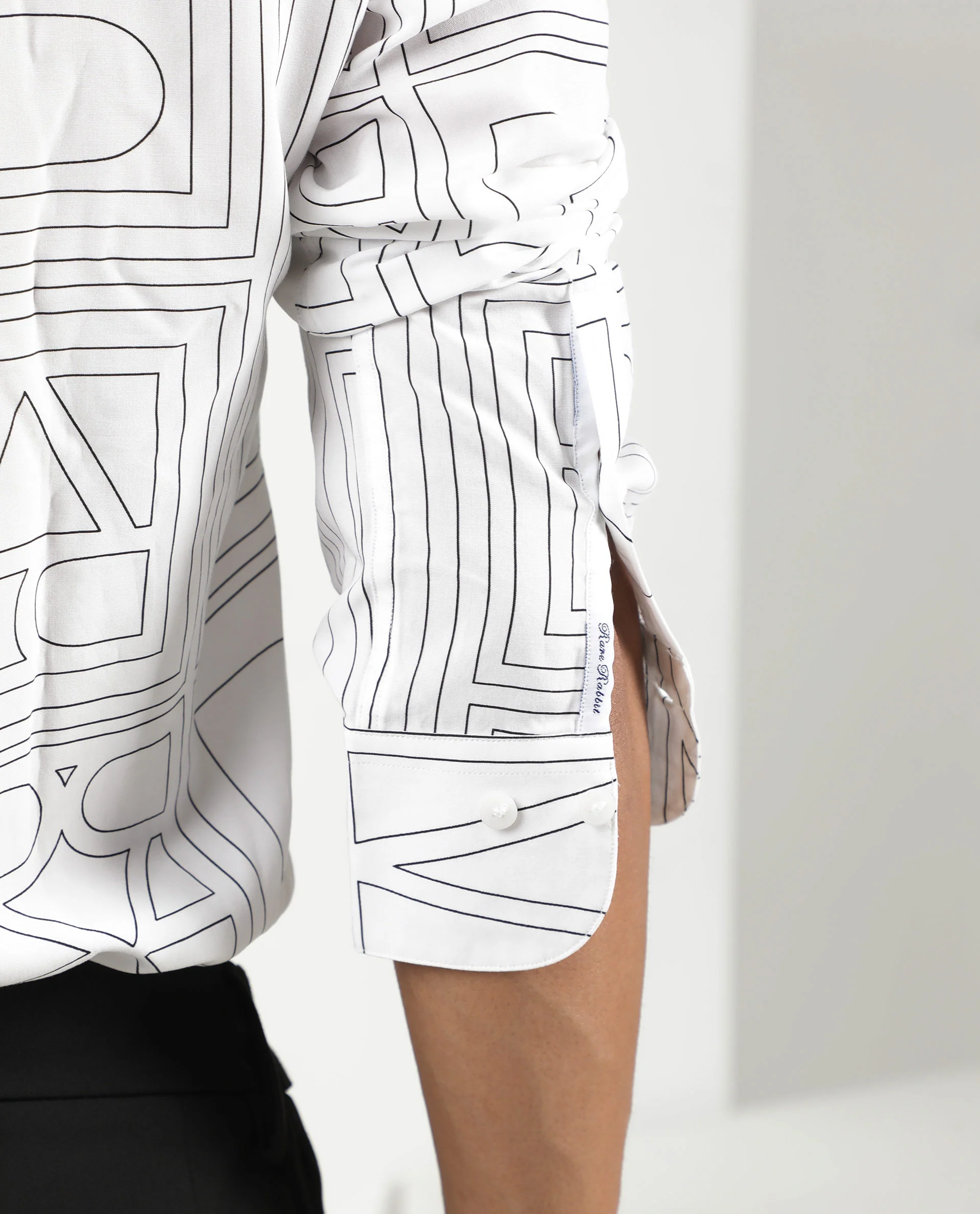 Rare Rabbit Men's Malfor White Viscose Statement Print Regular Fit Full Sleeve Spread Collar Shirt - Image 4