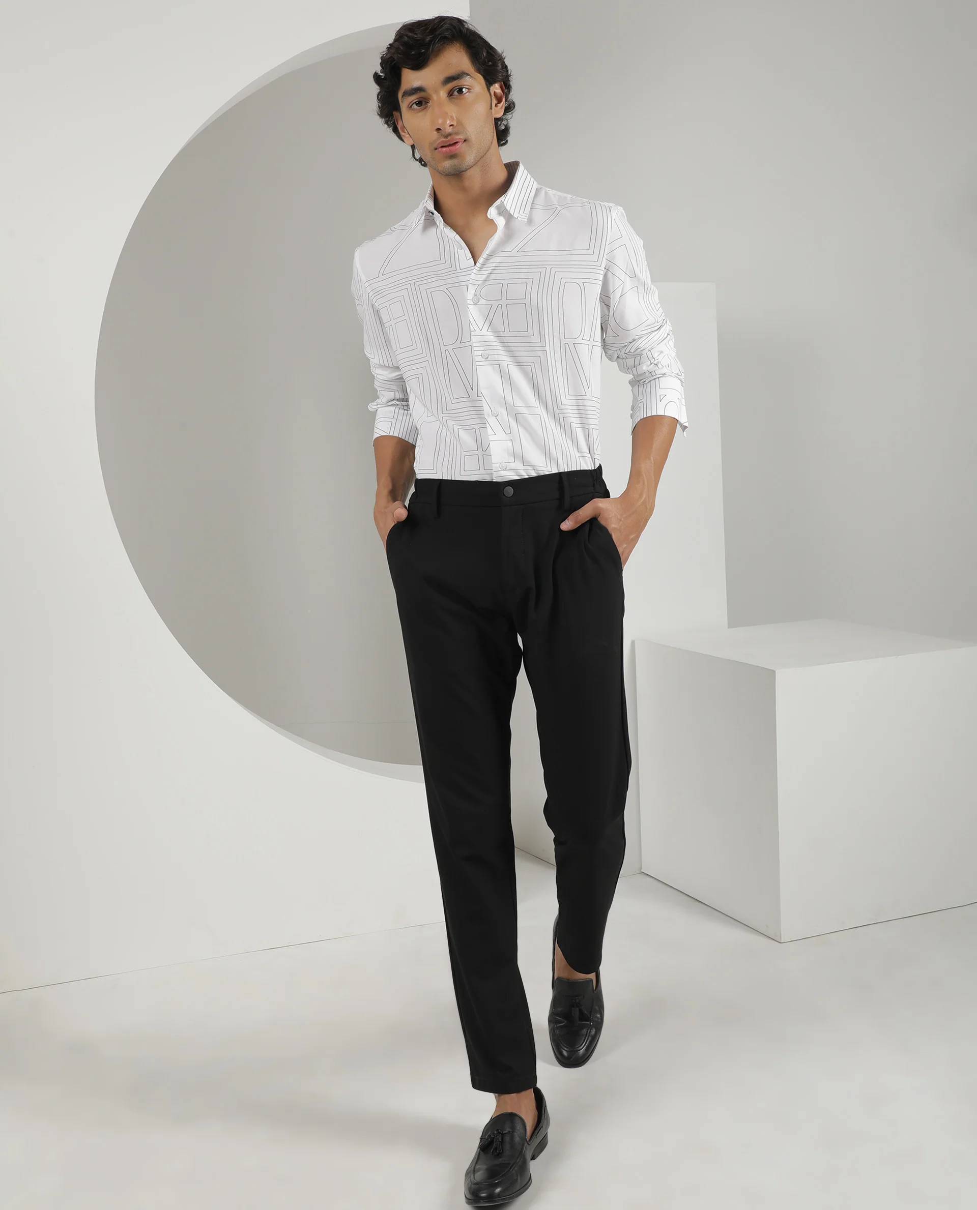 Rare Rabbit Men's Malfor White Viscose Statement Print Regular Fit Full Sleeve Spread Collar Shirt - Image 6