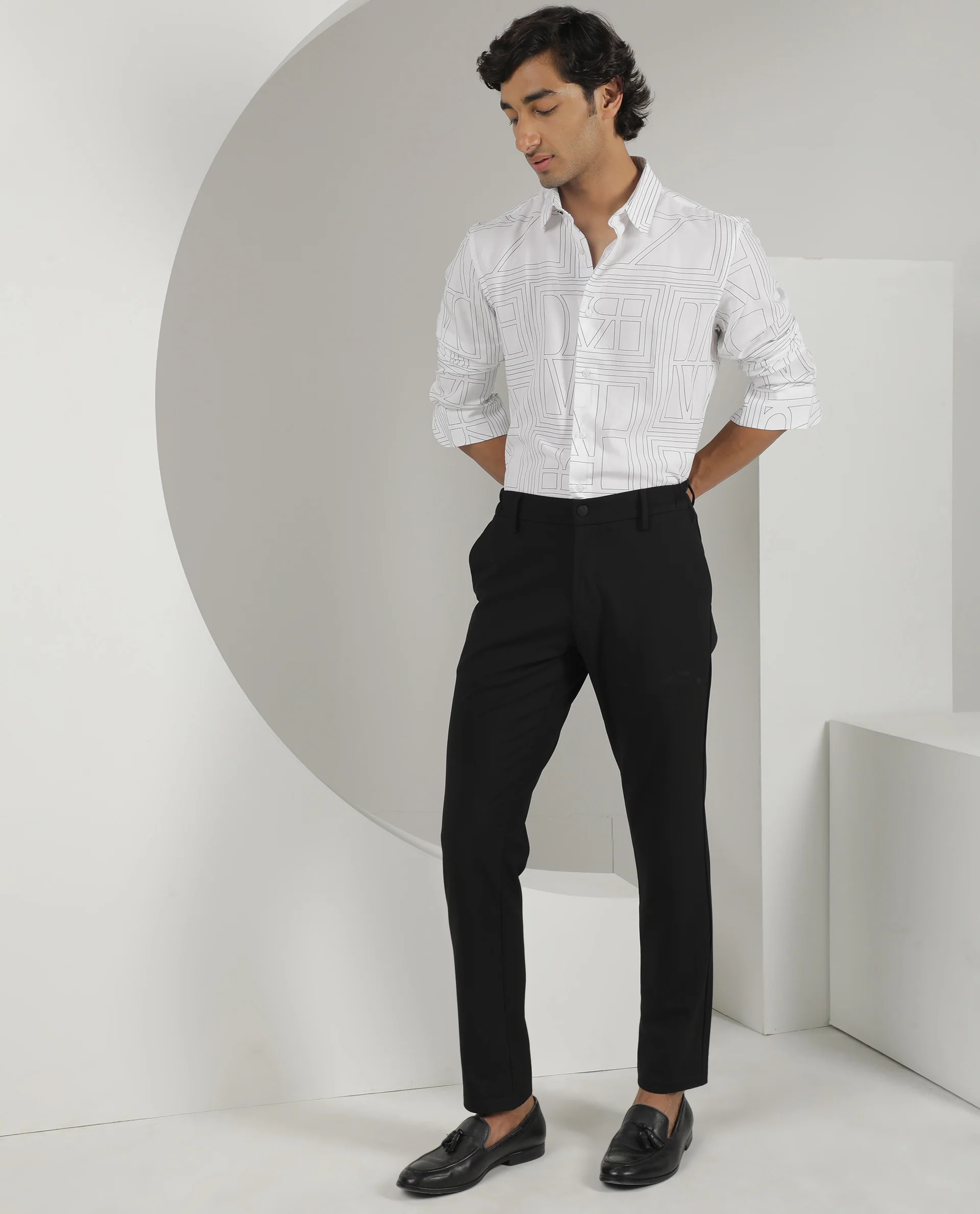 Rare Rabbit Men's Malfor White Viscose Statement Print Regular Fit Full Sleeve Spread Collar Shirt - Image 7