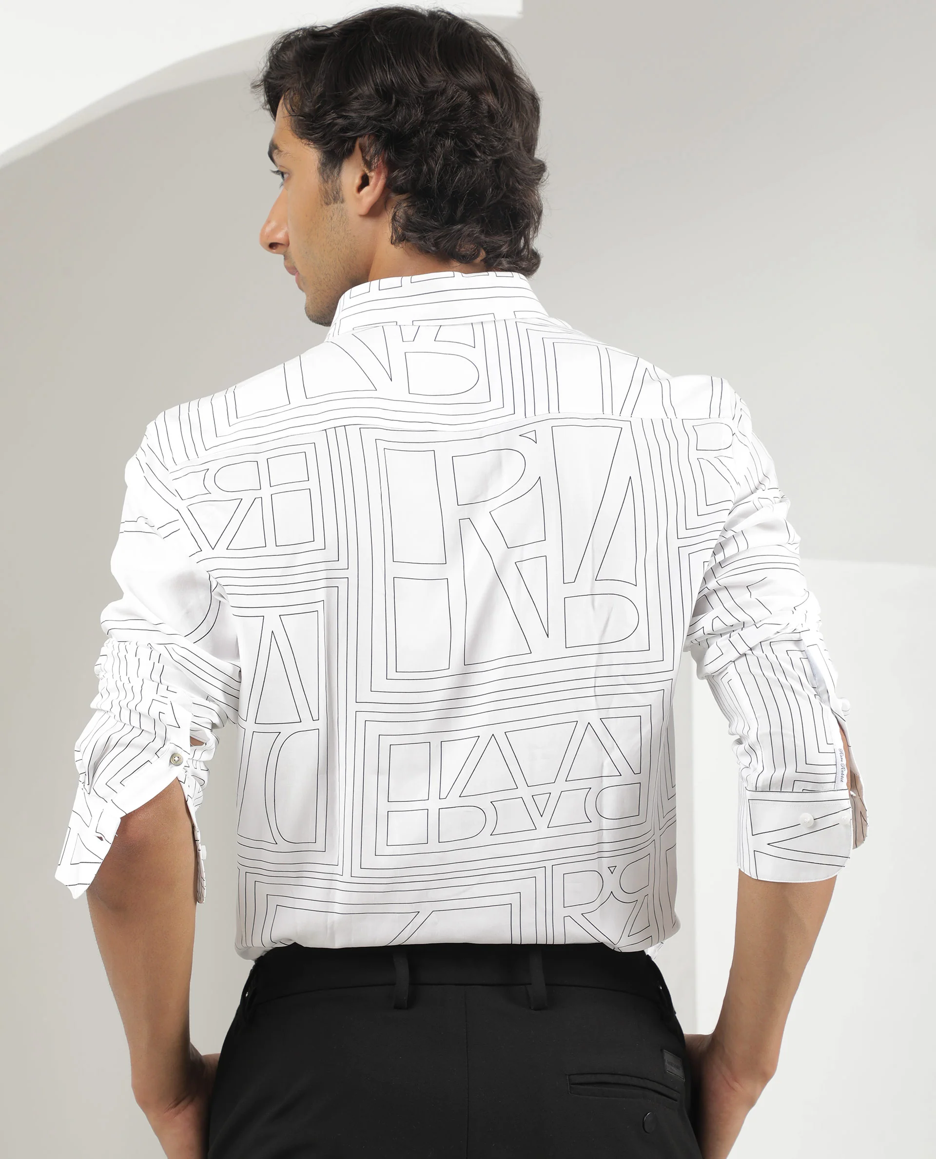 Rare Rabbit Men's Malfor White Viscose Statement Print Regular Fit Full Sleeve Spread Collar Shirt - Image 9