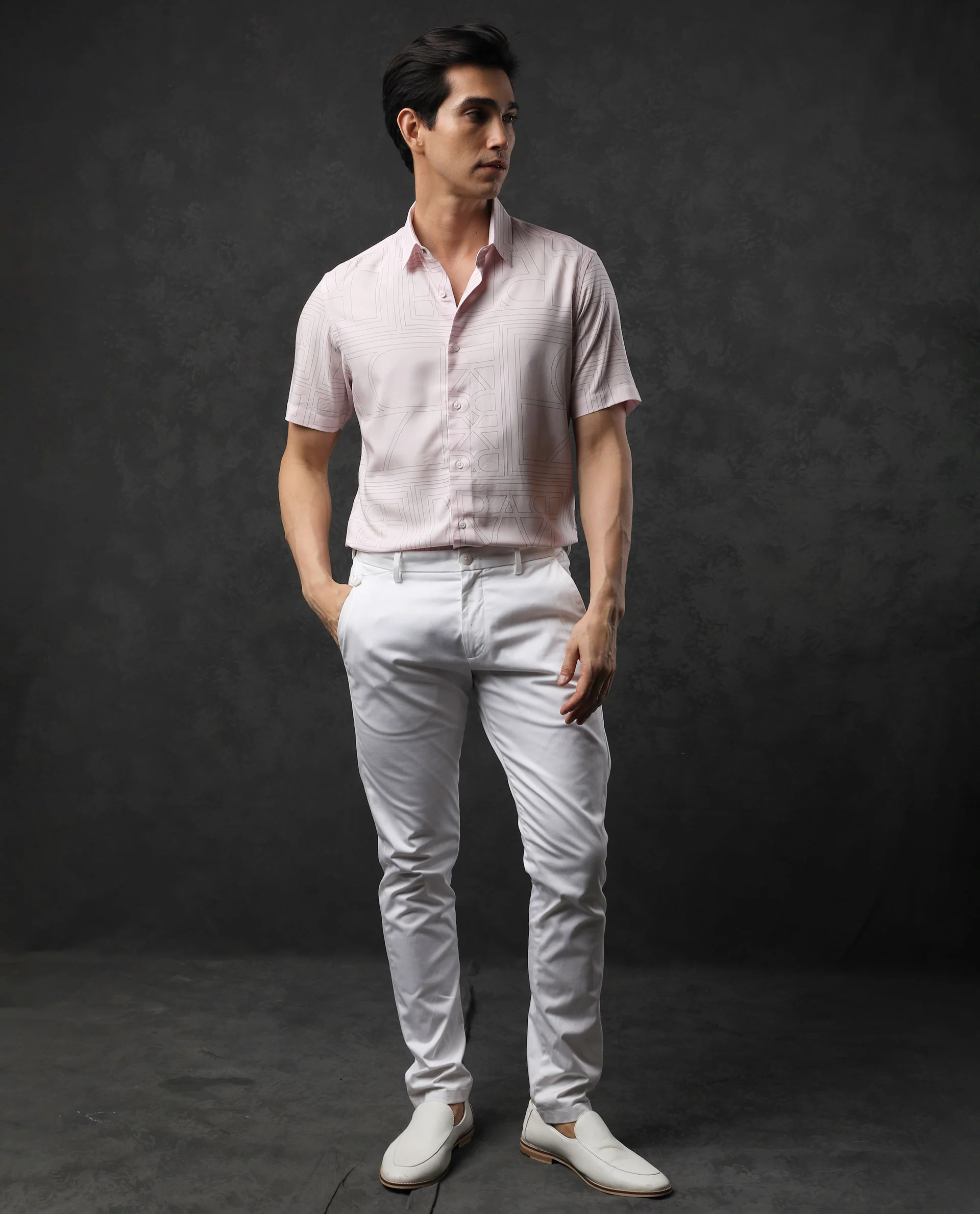 Rare Rabbit Men's Malfor Ss Pastel Pink Viscose Statement Print Regular Fit Half Sleeve Collared Shirt - Image 2