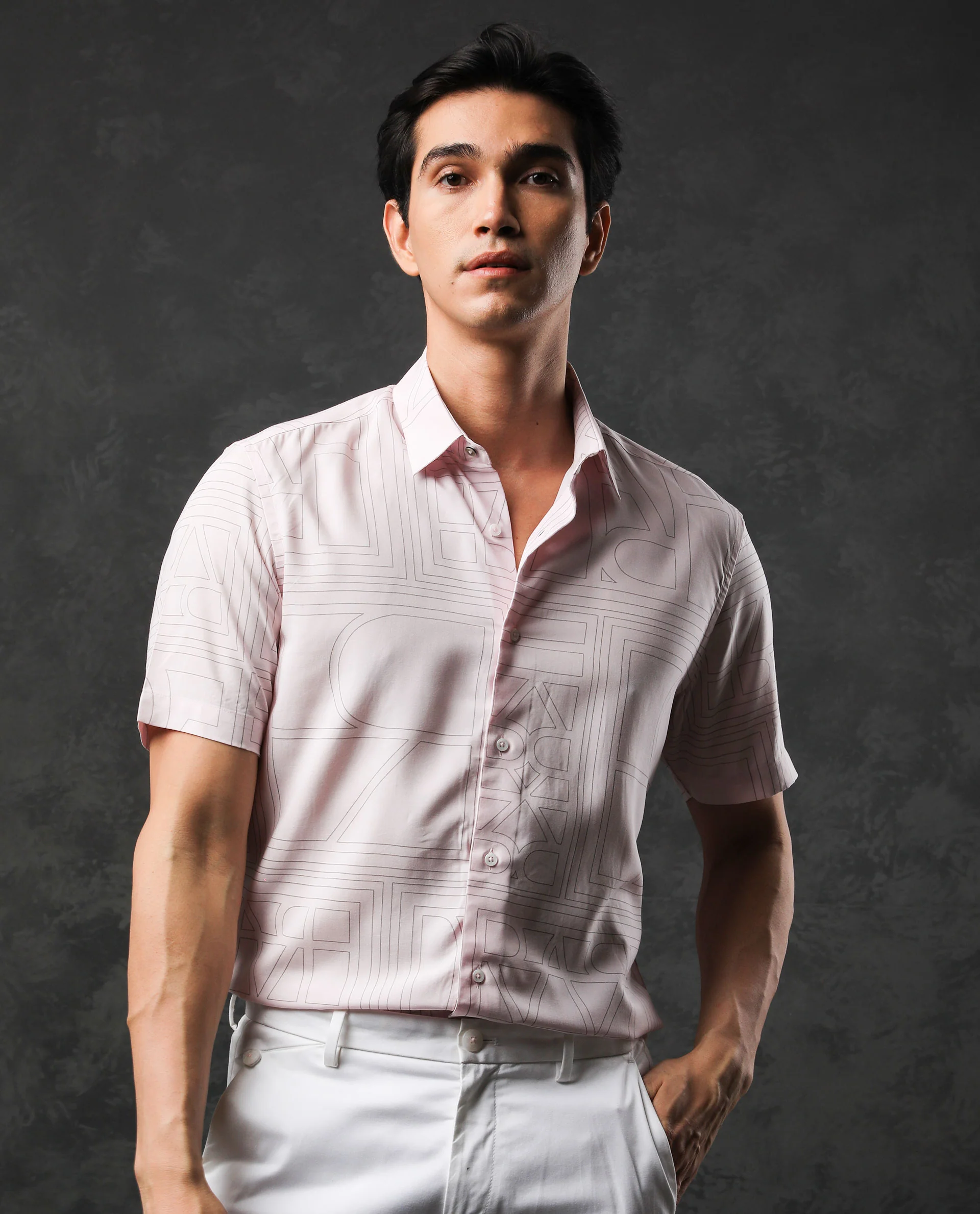 Rare Rabbit Men's Malfor Ss Pastel Pink Viscose Statement Print Regular Fit Half Sleeve Collared Shirt - Image 5