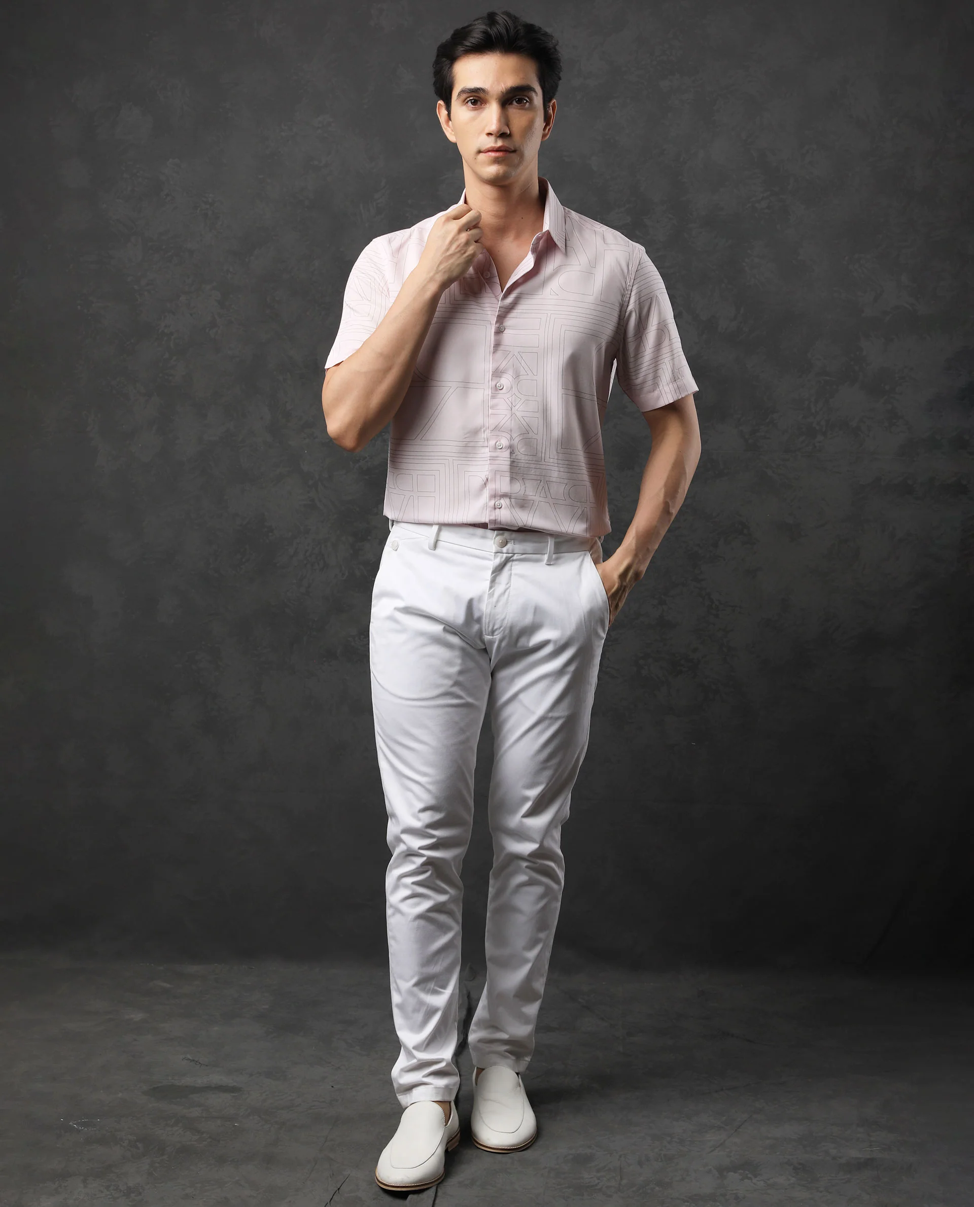 Rare Rabbit Men's Malfor Ss Pastel Pink Viscose Statement Print Regular Fit Half Sleeve Collared Shirt - Image 8