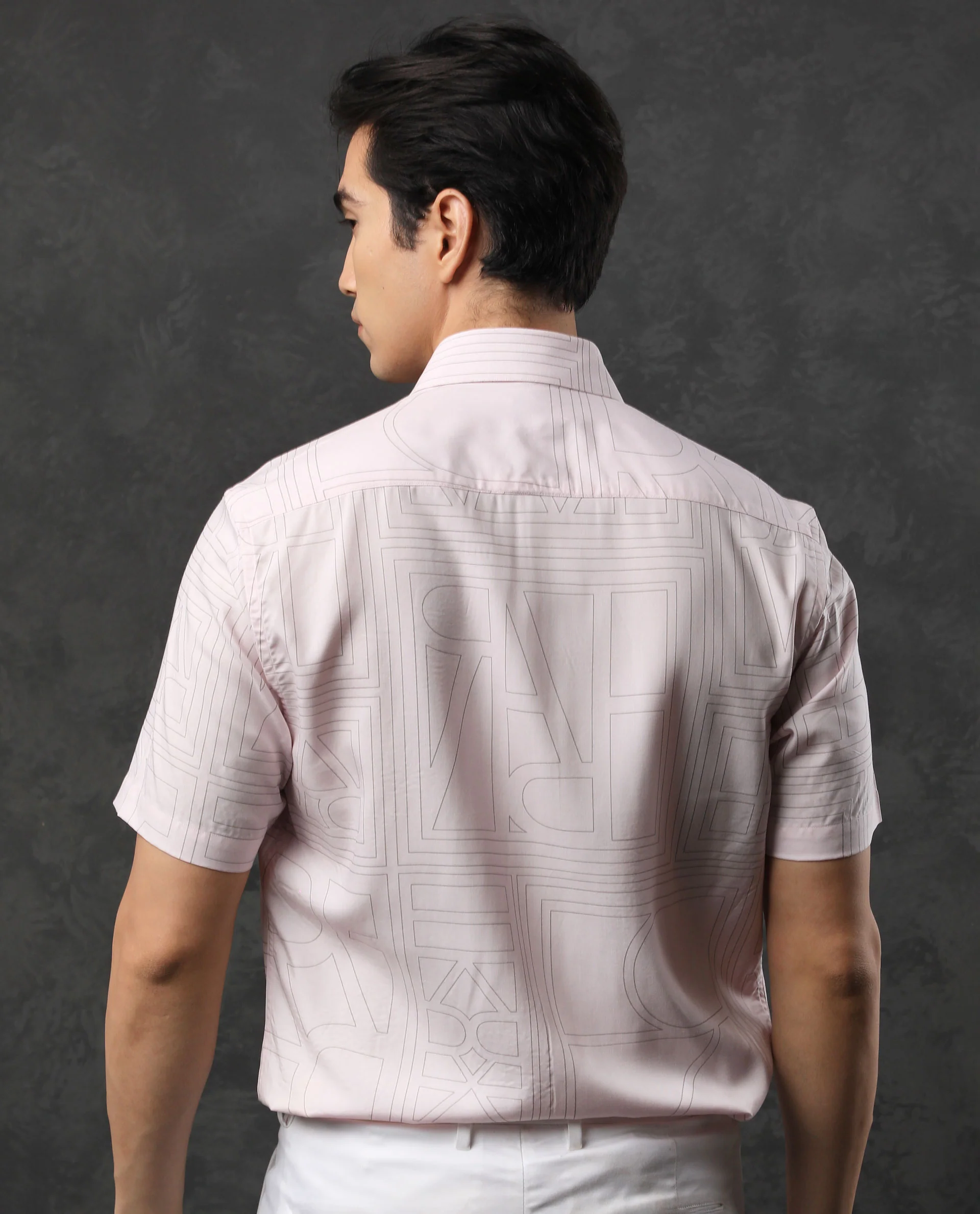 Rare Rabbit Men's Malfor Ss Pastel Pink Viscose Statement Print Regular Fit Half Sleeve Collared Shirt - Image 9