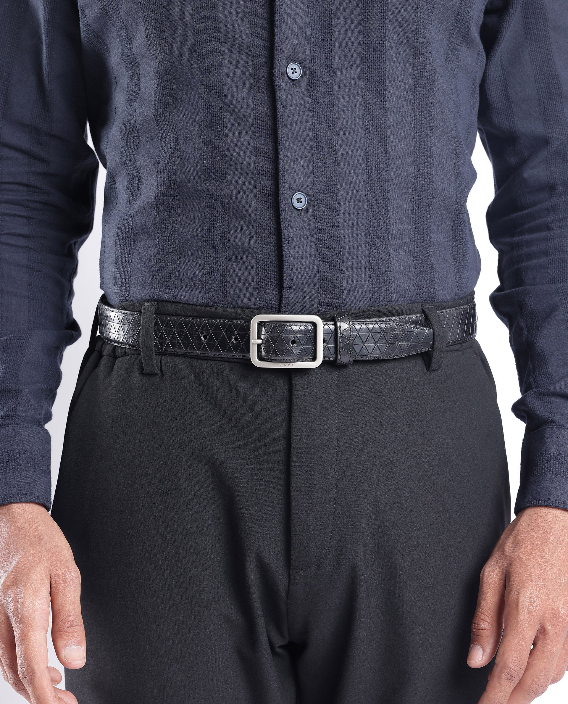Rare Rabbit Men's Malfy Black Non Reversible Belt - Image 6