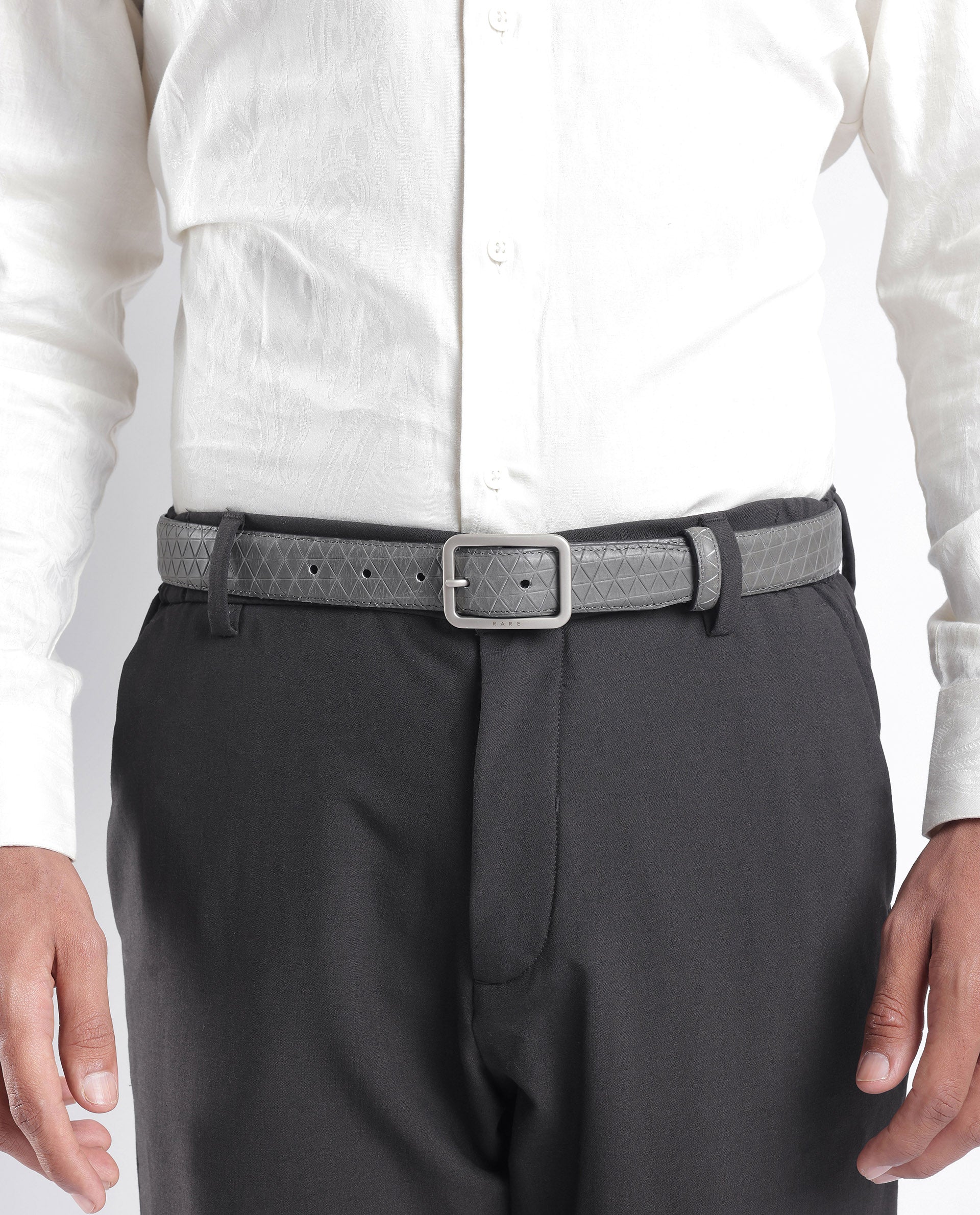 Rare Rabbit Men's Malfy Grey Non Reversible Belt - Image 6