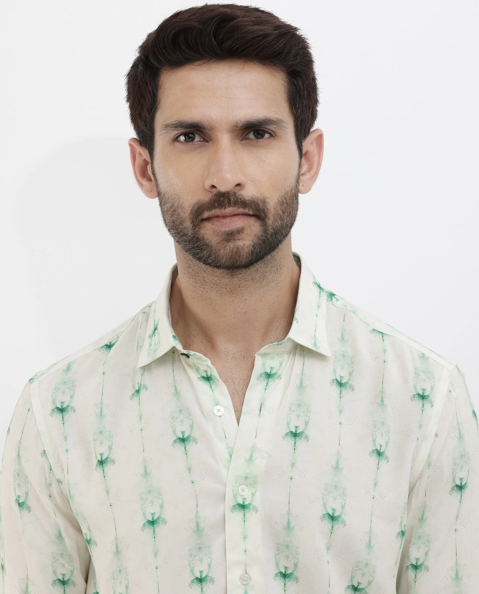 Rare Rabbit Men's Mallard Light Green Viscose Decorative Print Regular Fit Full Sleeve Collared Shirt - Image 7