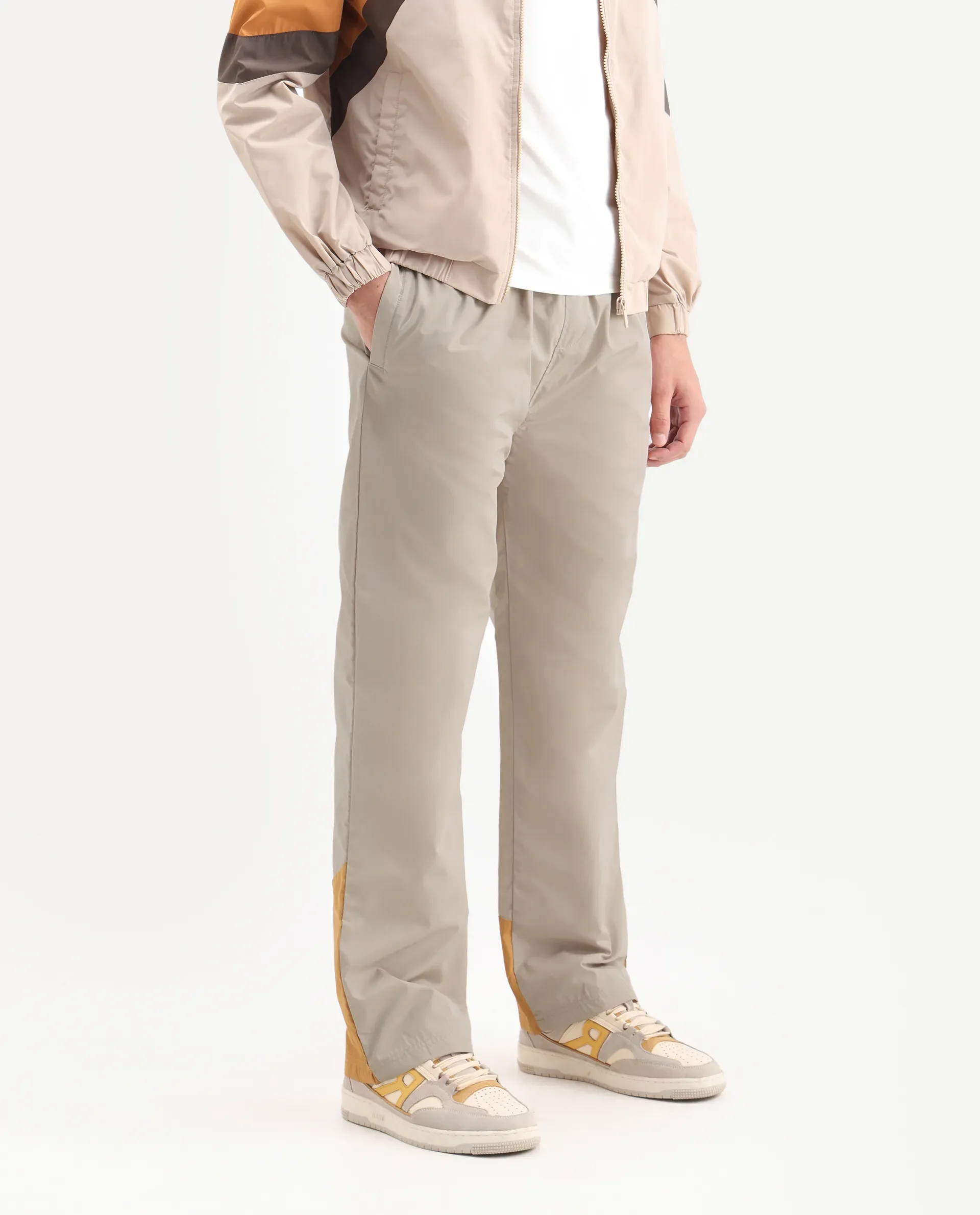 Rare Rabbit Men's Malo-B Beige Polyester Cut And Sew Regular Fit Track Pant - Image 2