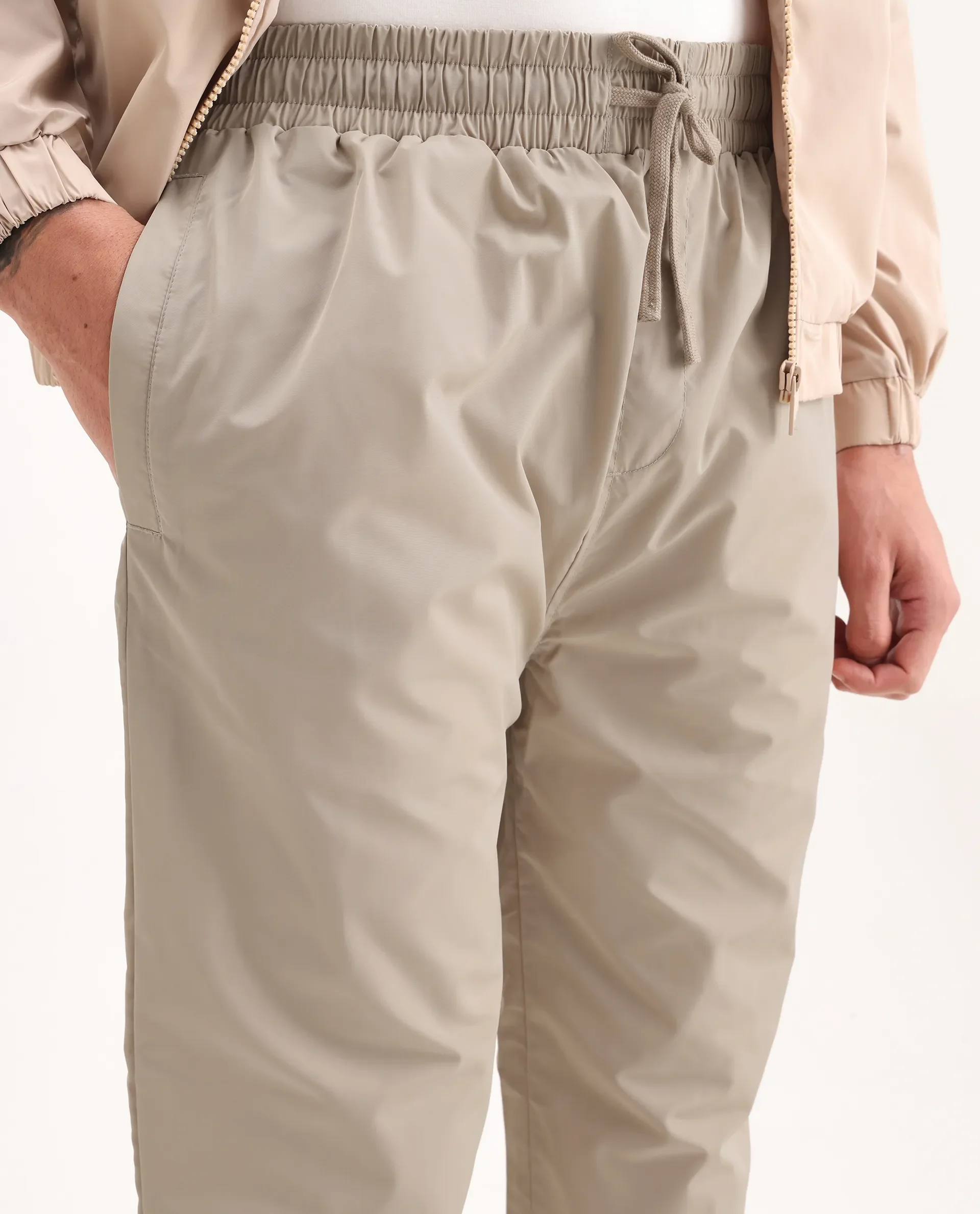 Rare Rabbit Men's Malo-B Beige Polyester Cut And Sew Regular Fit Track Pant - Image 3