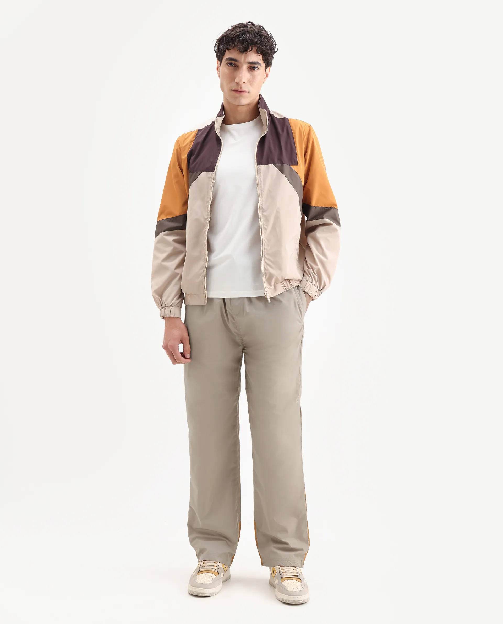 Rare Rabbit Men's Malo-B Beige Polyester Cut And Sew Regular Fit Track Pant - Image 4