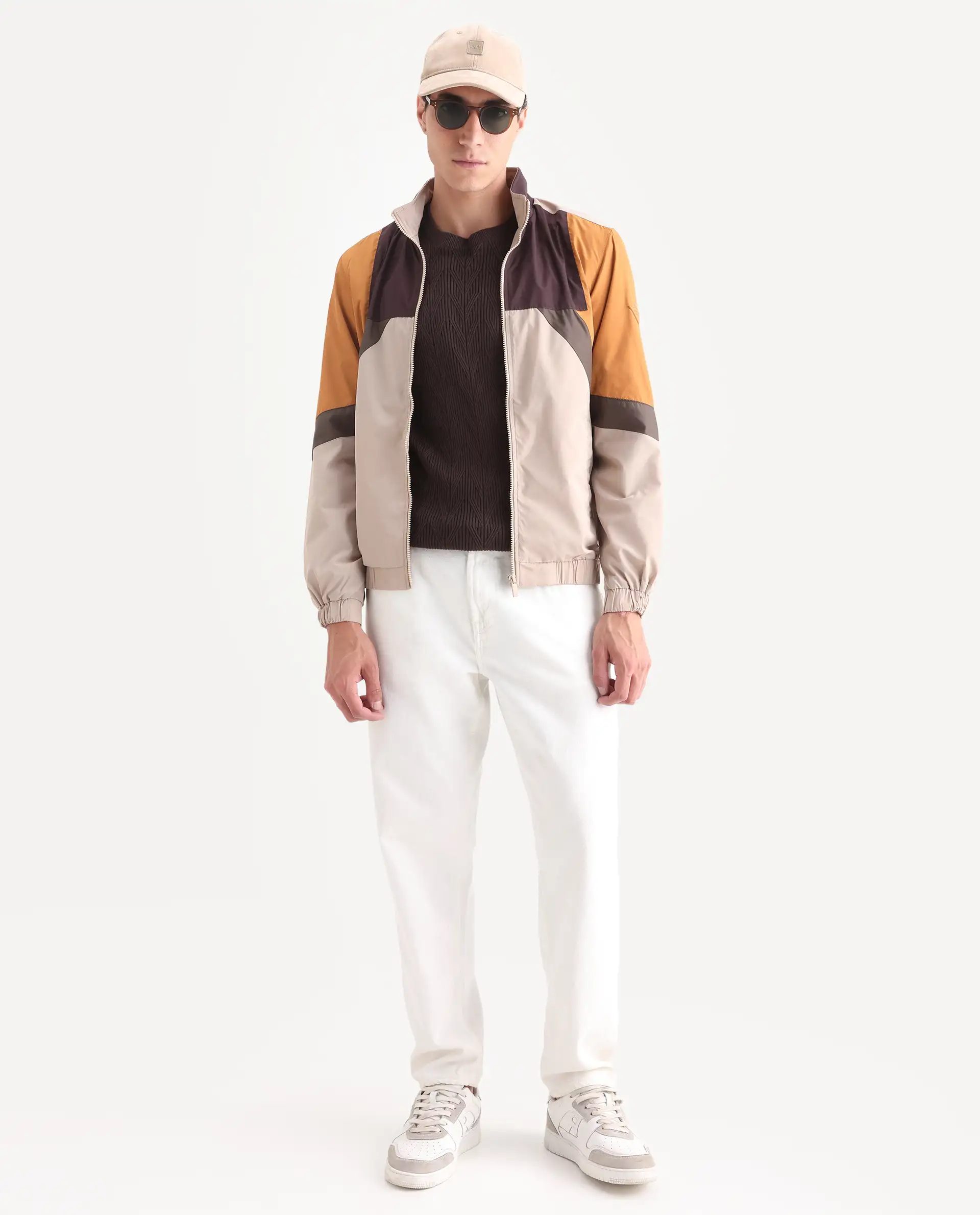 Rare Rabbit Men's Malo Beige Polyester Cut And Sew Regular Fit Full Sleeve High Neck Jacket - Image 2