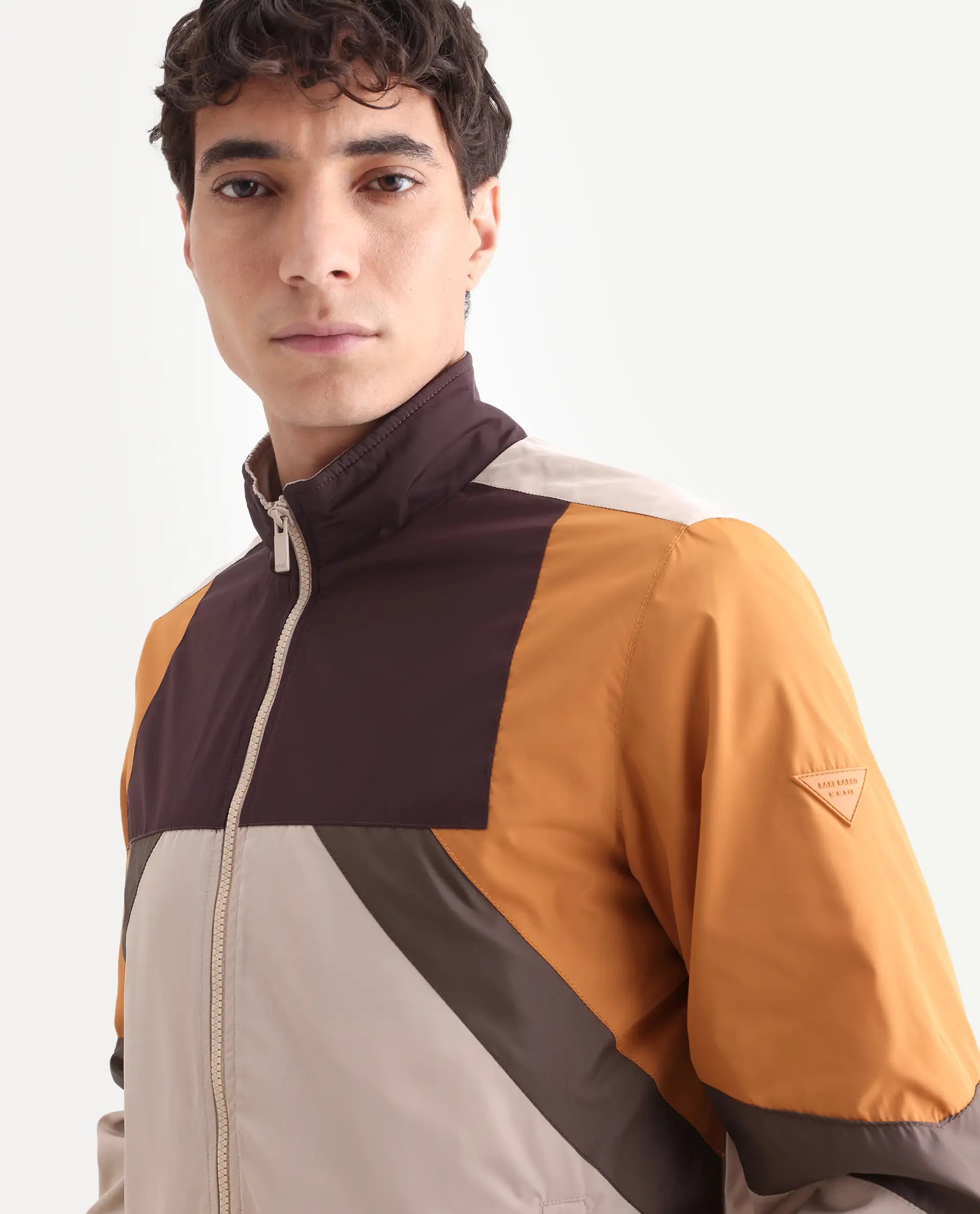Rare Rabbit Men's Malo Beige Polyester Cut And Sew Regular Fit Full Sleeve High Neck Jacket - Image 4