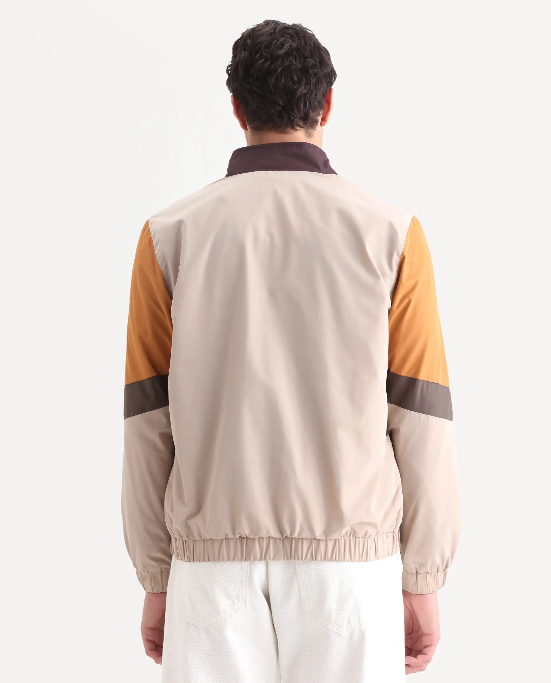 Rare Rabbit Men's Malo Beige Polyester Cut And Sew Regular Fit Full Sleeve High Neck Jacket - Image 7