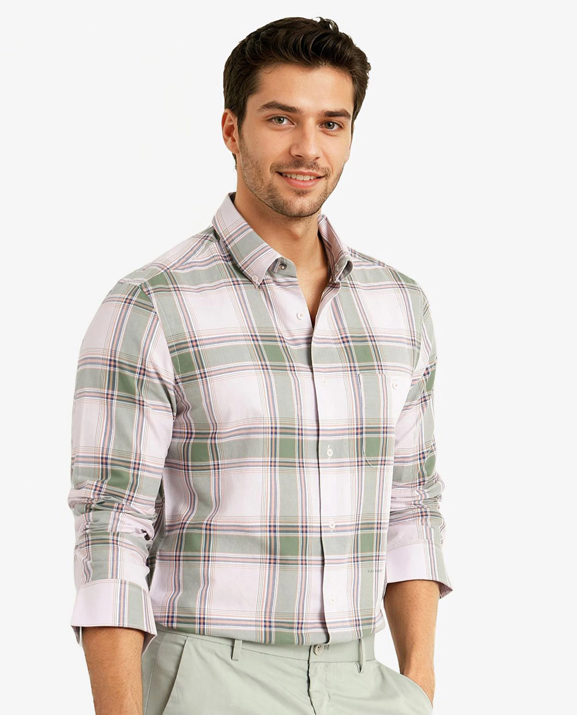 Rare Rabbit Men's Malpy Pink Cotton Checked Print Regular Fit Full Sleeve Collared Shirt - Image 3