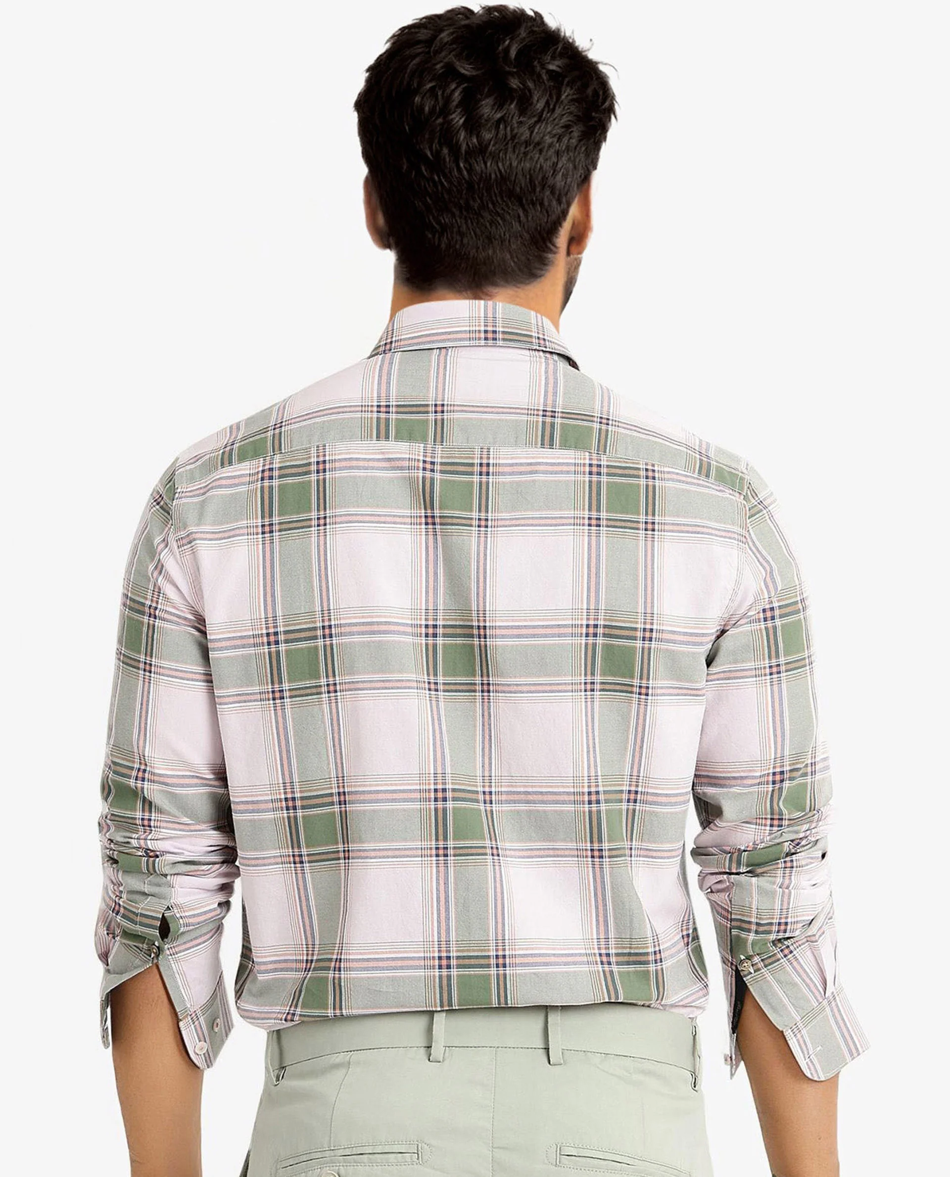 Rare Rabbit Men's Malpy Pink Cotton Checked Print Regular Fit Full Sleeve Collared Shirt - Image 5