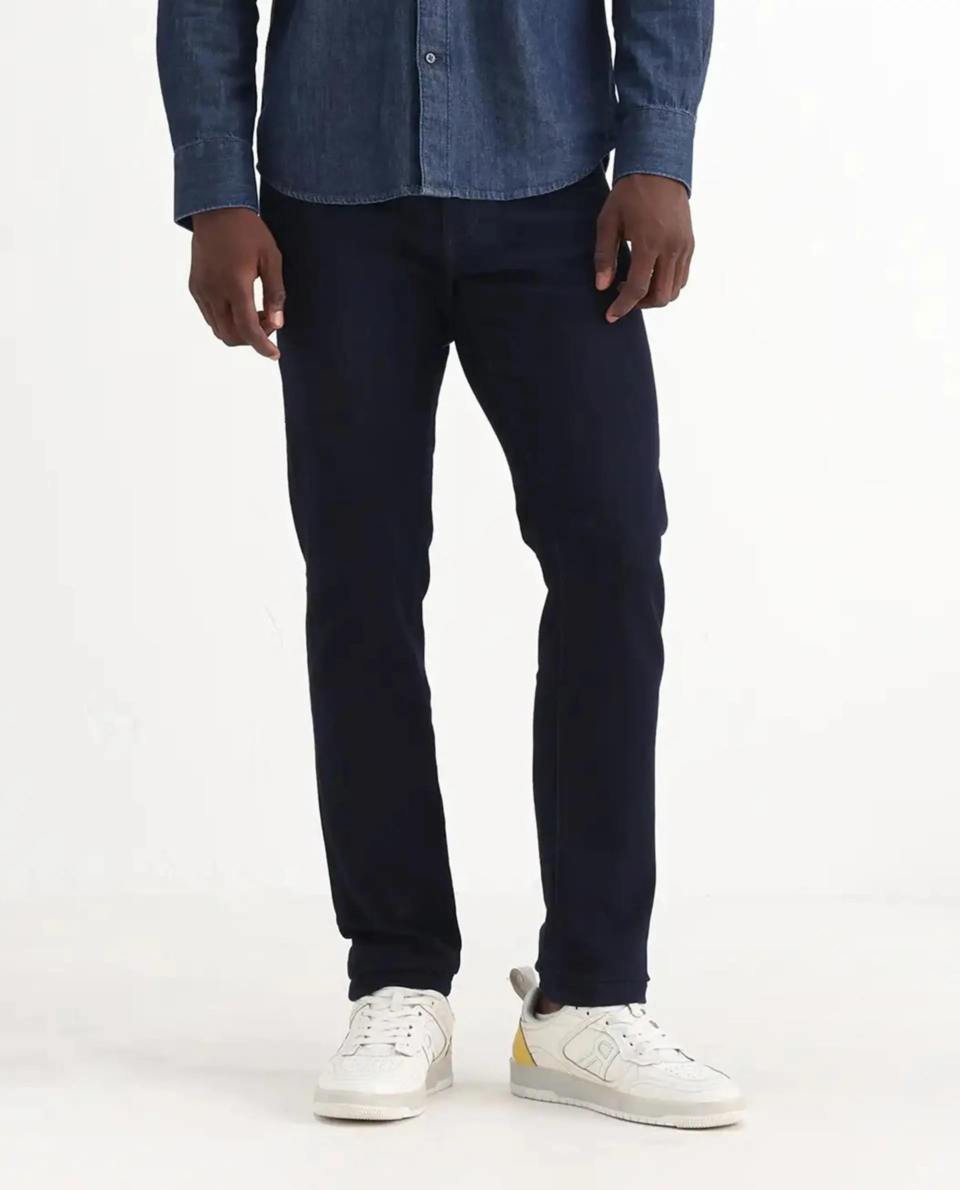 Rare Rabbit Men's Manado Dark Navy Cotton Blend Plain Hawk Slim Fit Jeans - Image 10