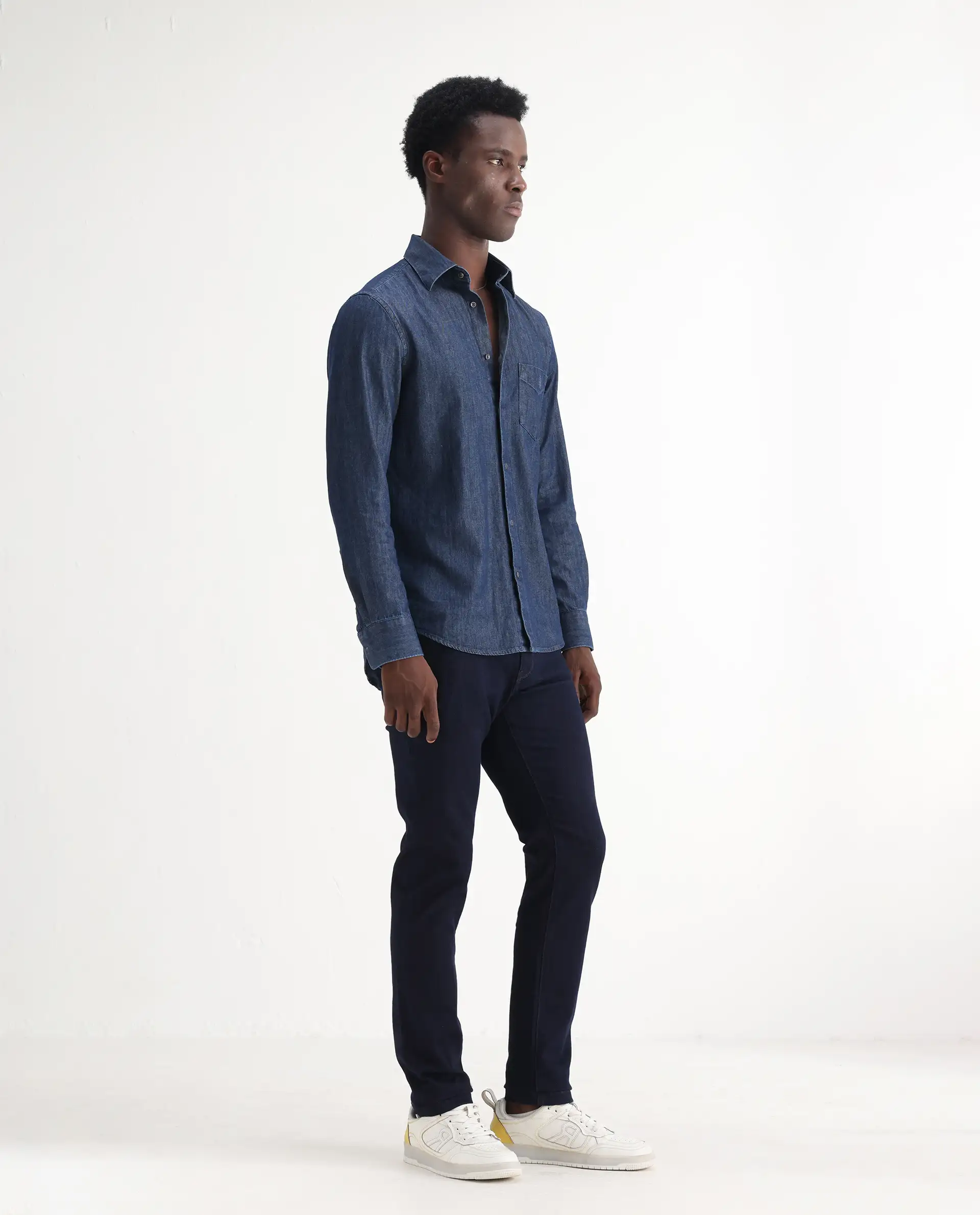 Rare Rabbit Men's Manado Dark Navy Cotton Blend Plain Hawk Slim Fit Jeans - Image 5