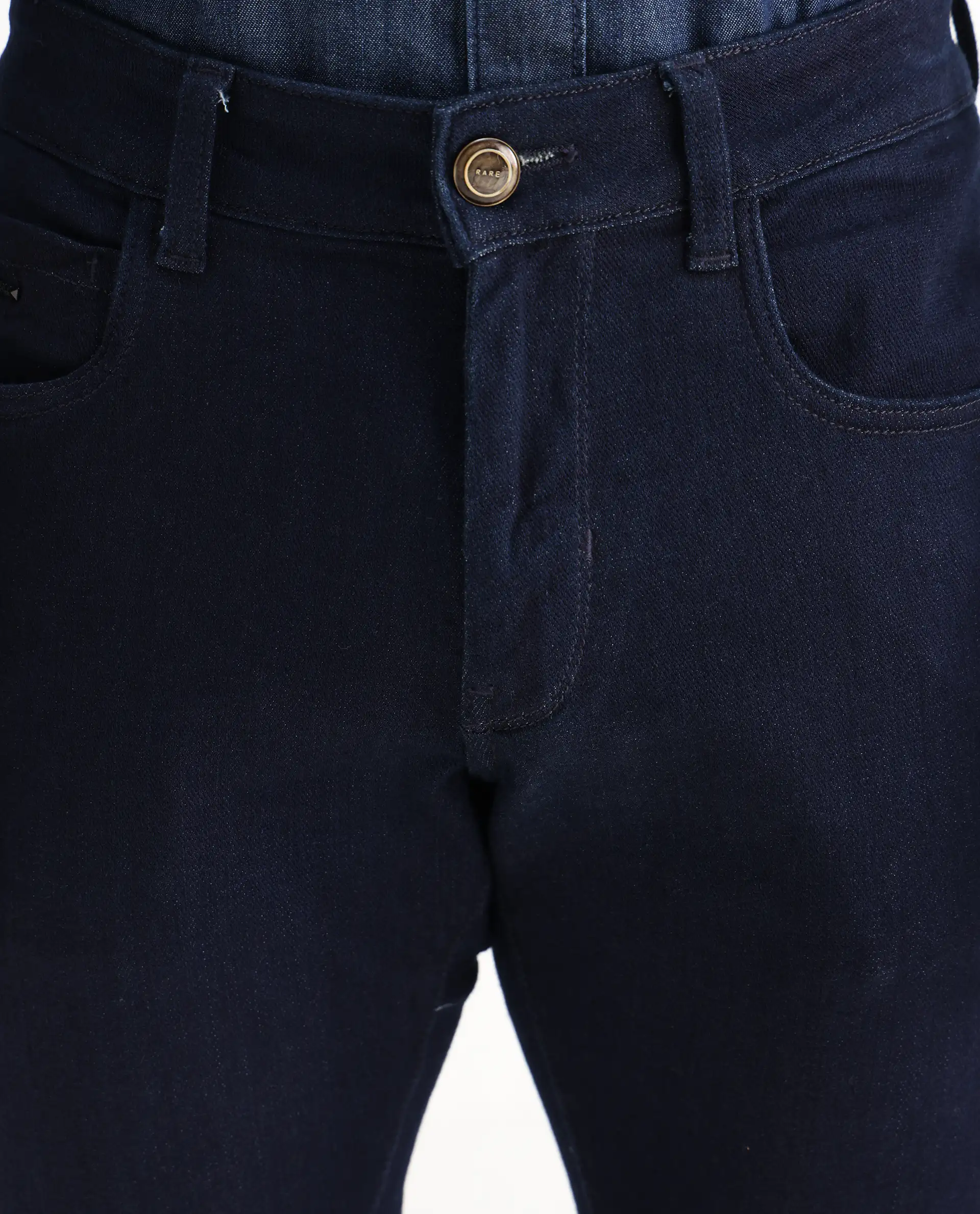 Rare Rabbit Men's Manado Dark Navy Cotton Blend Plain Hawk Slim Fit Jeans - Image 6