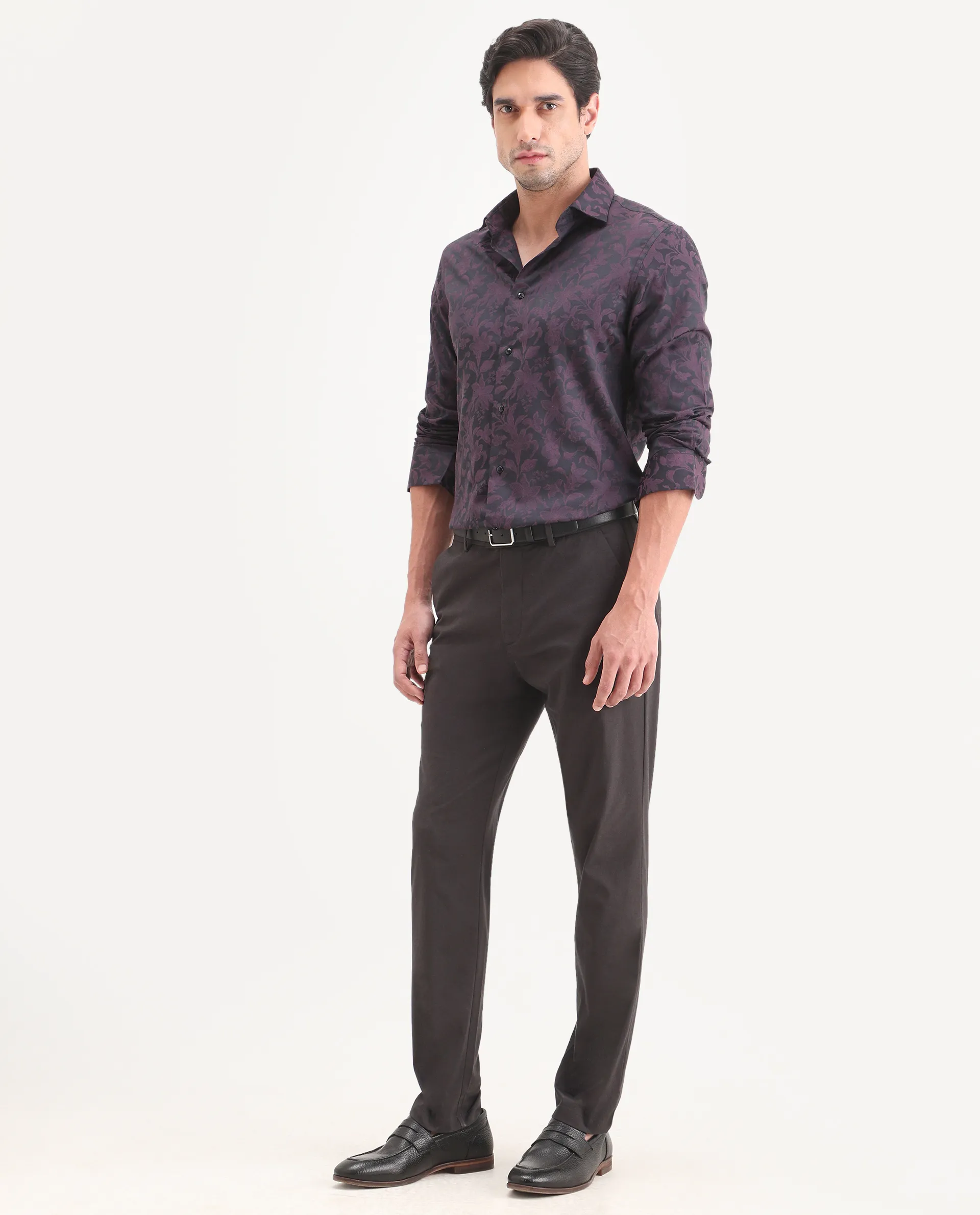 Rare Rabbit Men's Mang Dark Grey Polyester Blend Fabric Regular Fit Plain Trouser - Image 5