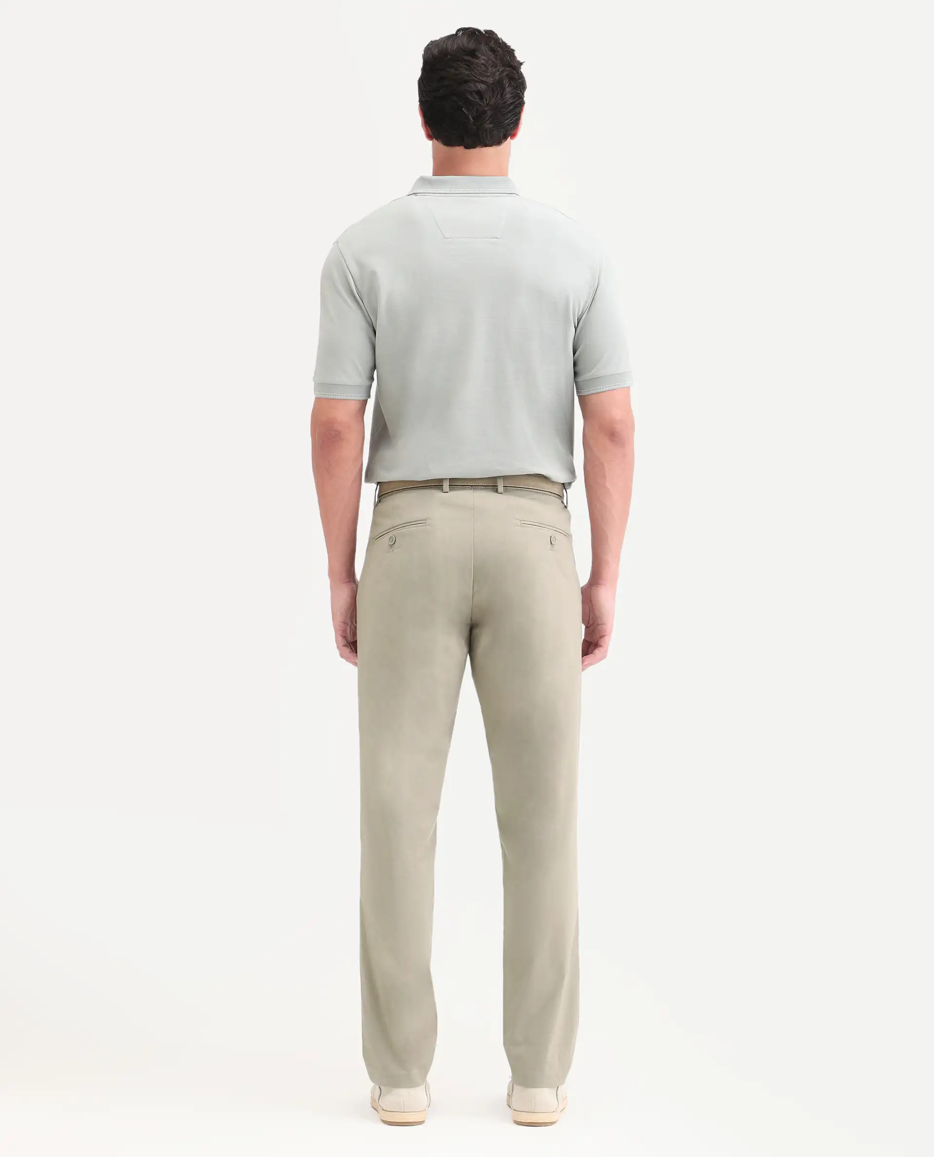 Rare Rabbit Men's Mang Dusky Green Polyester Blend Fabric Regular Fit Plain Trouser - Image 7