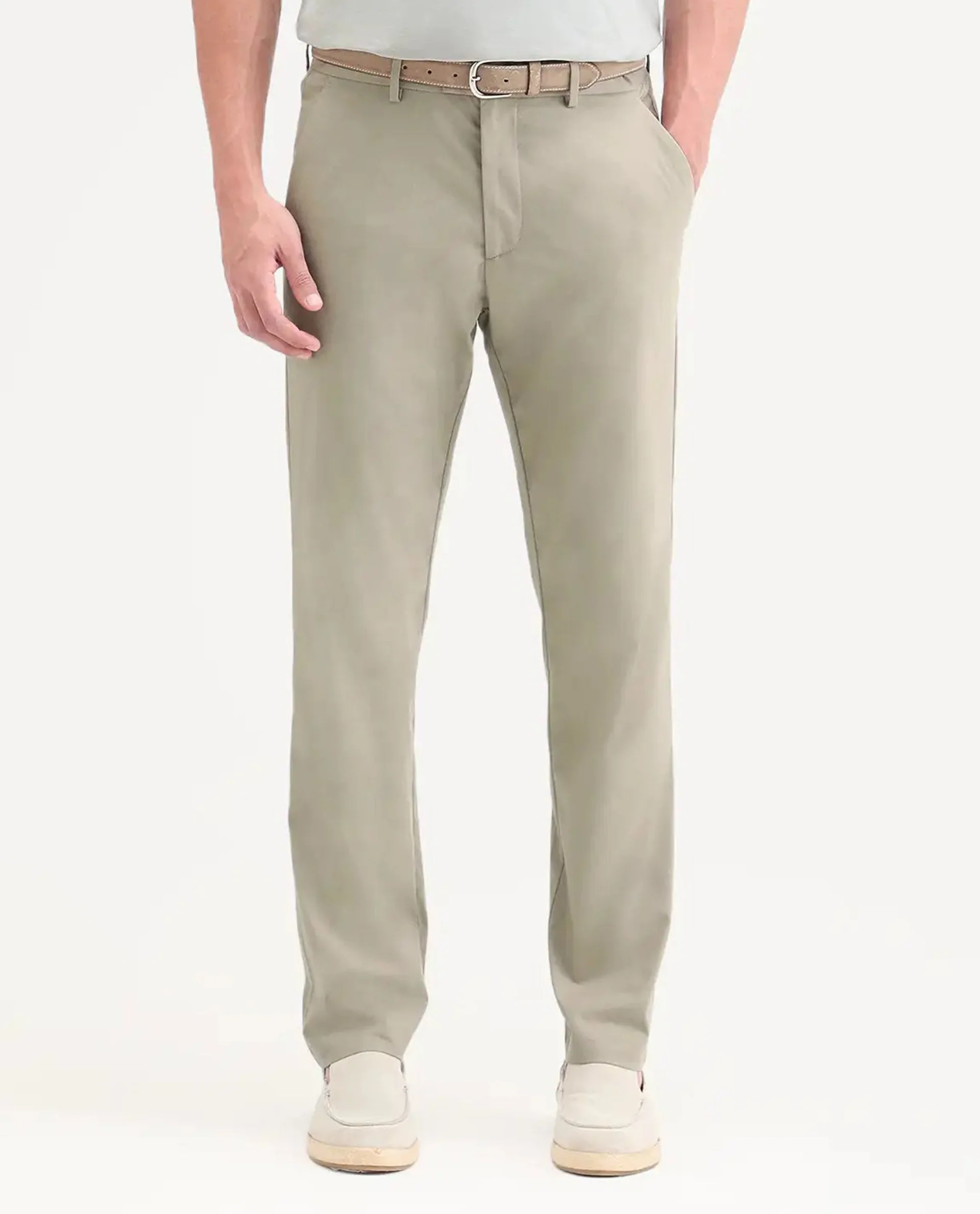 Rare Rabbit Men's Mang Dusky Green Polyester Blend Fabric Regular Fit Plain Trouser - Image 8