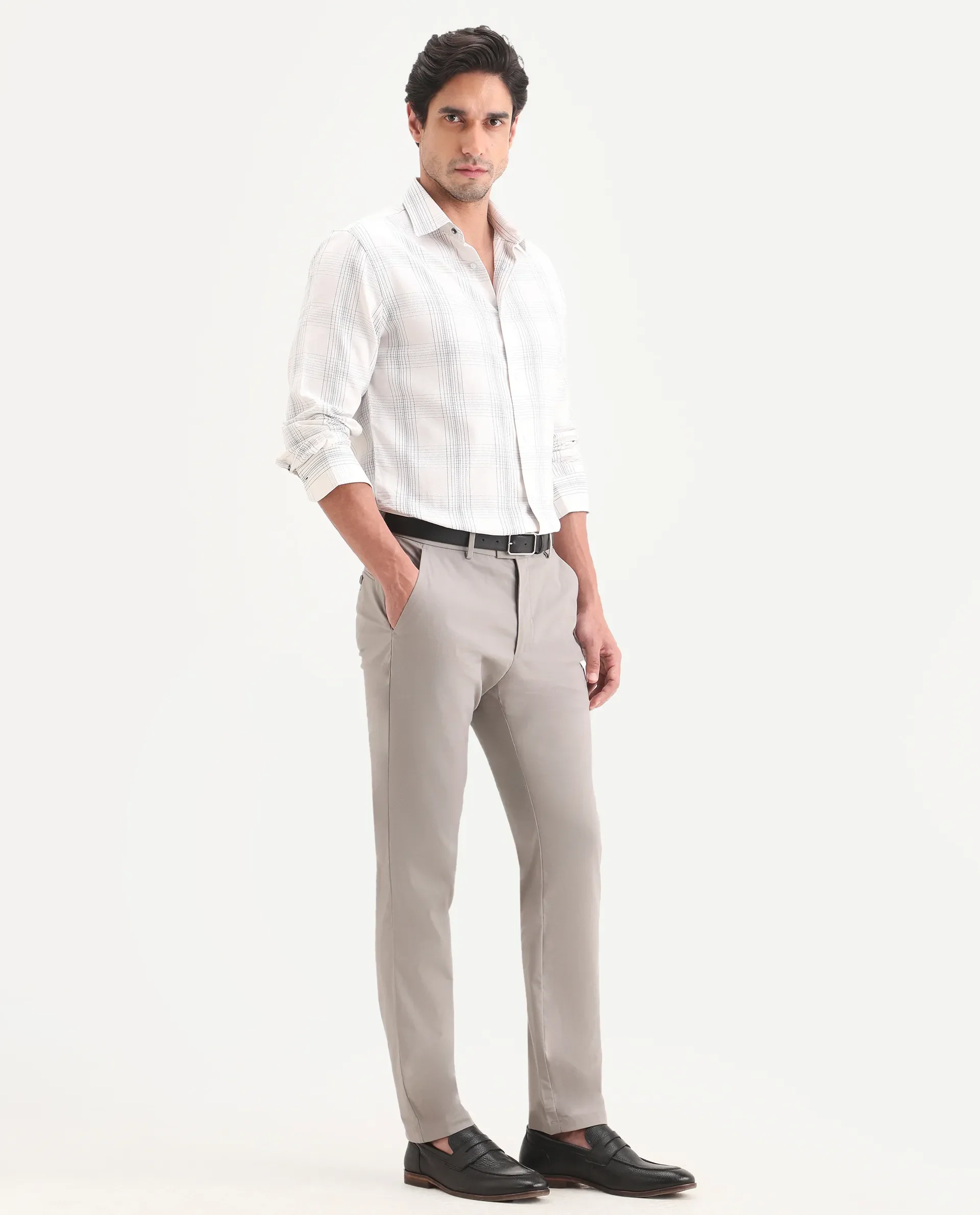 Rare Rabbit Men's Mang Grey Polyester Blend Fabric Regular Fit Plain Trouser - Image 6